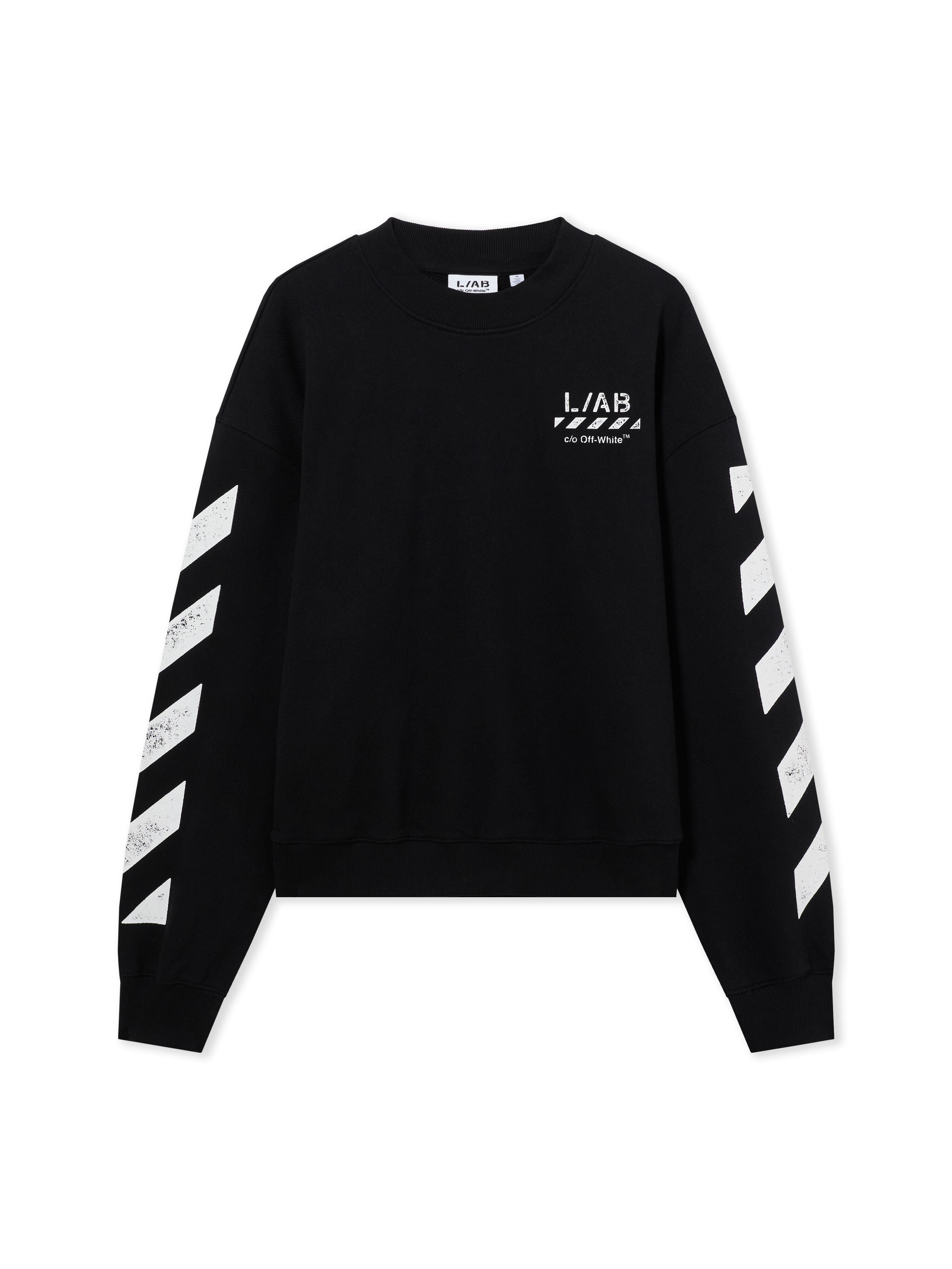 L/AB c/o Off-White Diagonal Crew Neck Sweatshirt