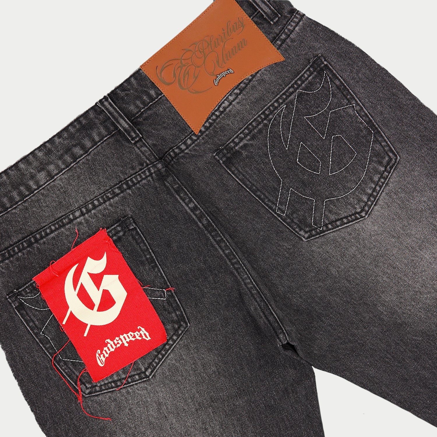 Godspeed Og Logo Flared Denim Stitched (Grey Wash)