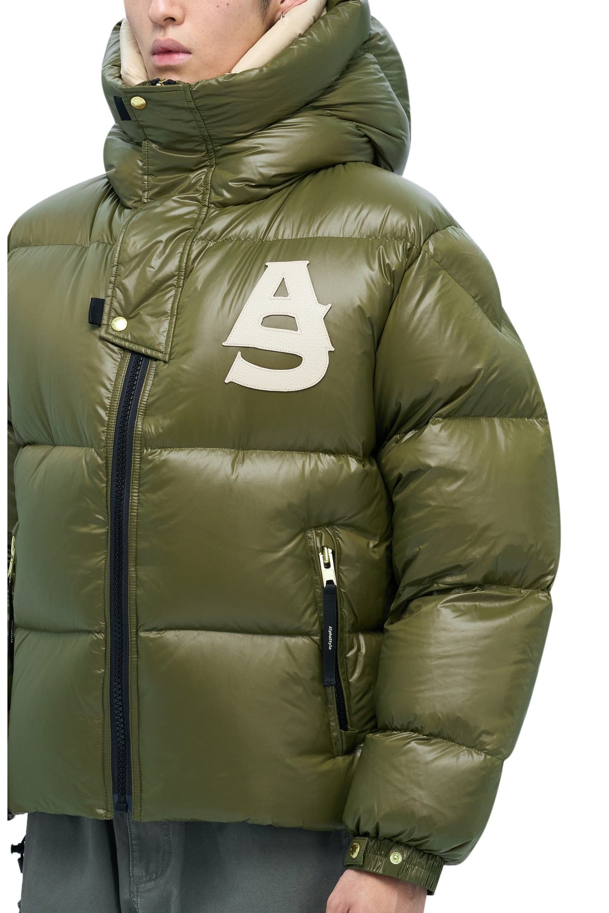 AlphaSytle Kudu Cozy Double Hood Puffer Jacket (Shiny)