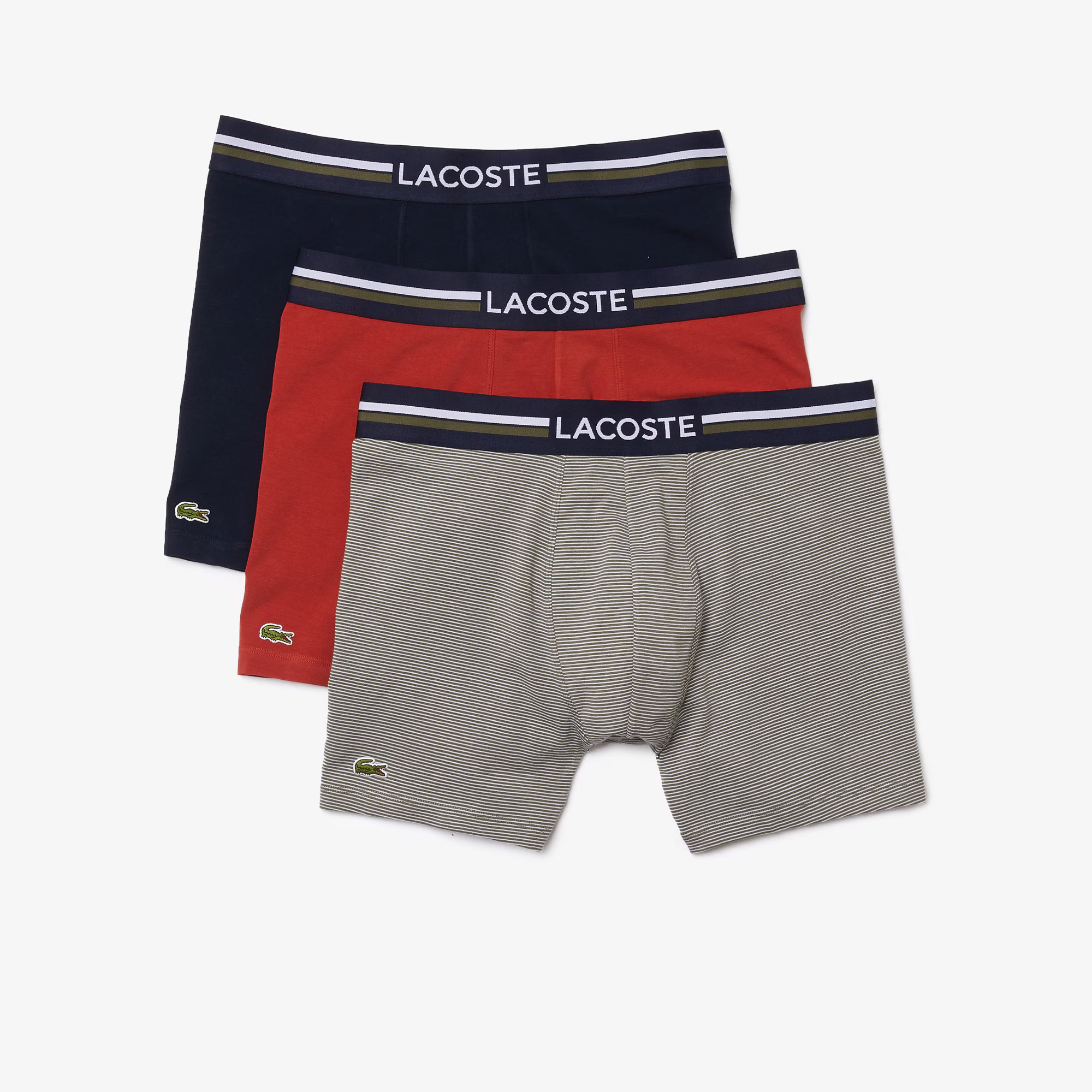 Lacoste Men’s Long Stretch Cotton Boxer Brief 3-Pack