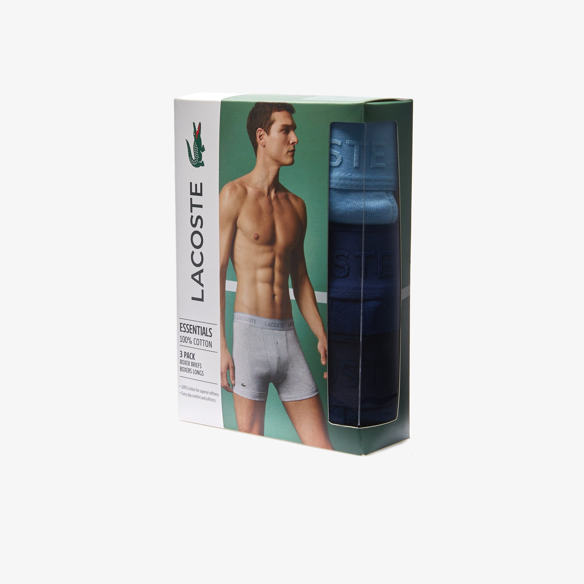 Lacoste Men’s 100% Cotton Boxer Brief 3-Pack