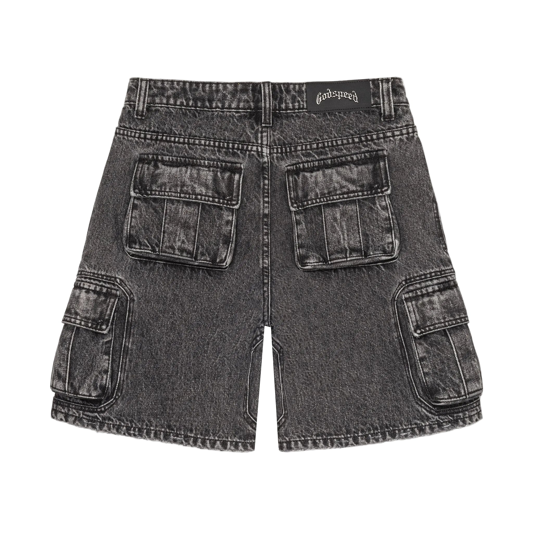 Godspeed Octagon Cargo Denim Shorts (Grey Wash)