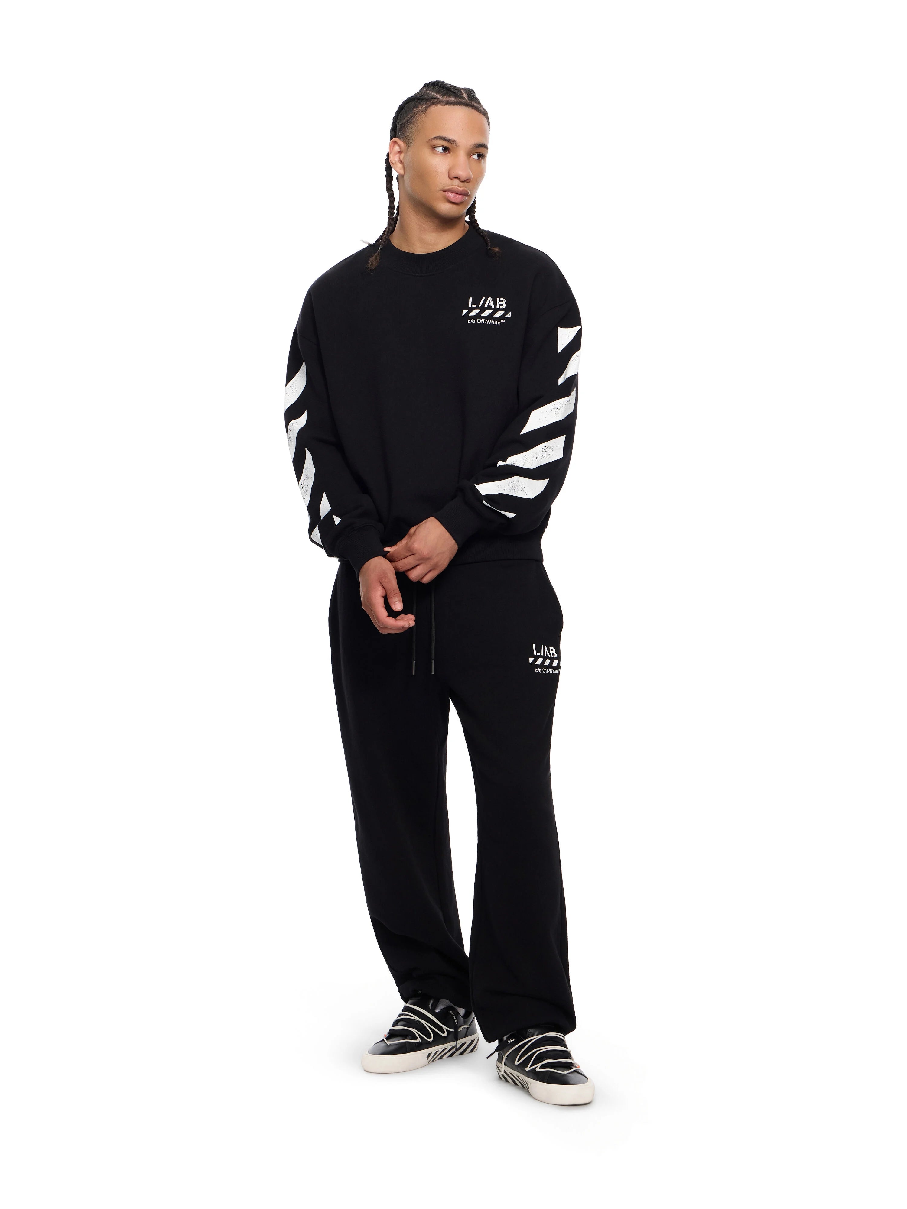L/AB c/o Off-White Diagonal Crew Neck Sweatshirt