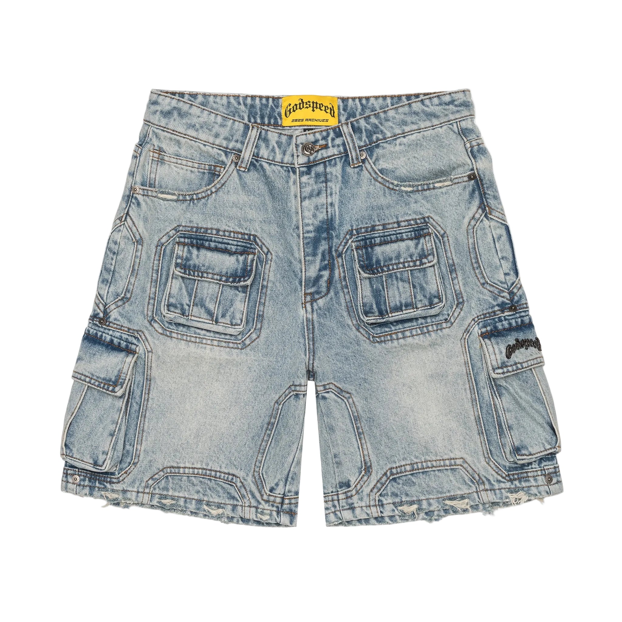 Godspeed Octagon Cargo Denim Shorts (Blue)