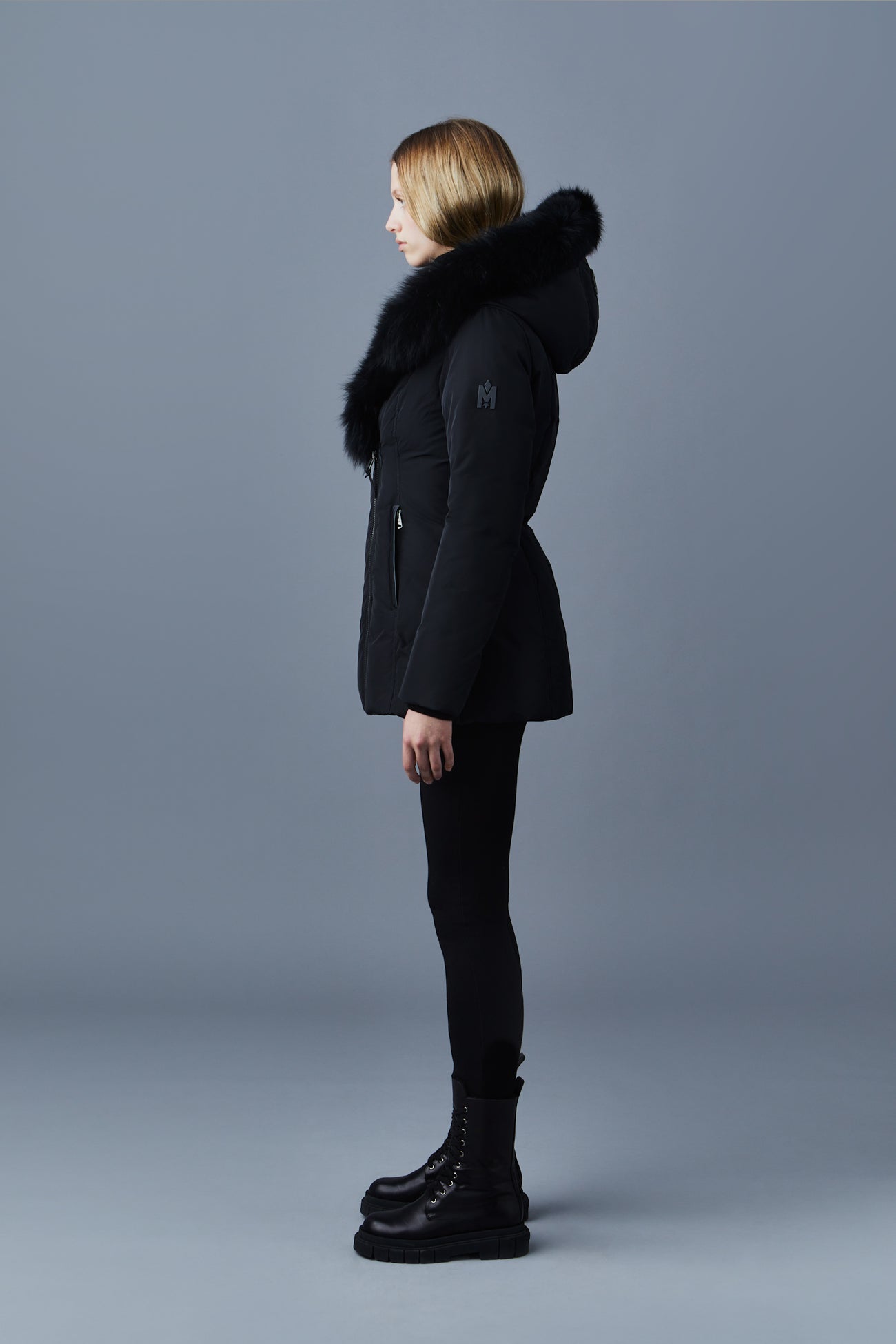 Mackage ADALI Down coat with blue fox fur Signature Mackage Collar