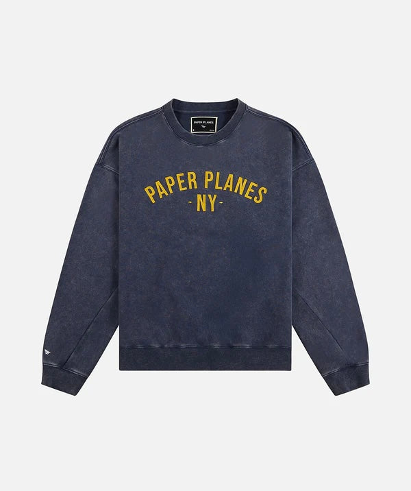 Paper Planes NY Felt Crewneck - Blue Jeans