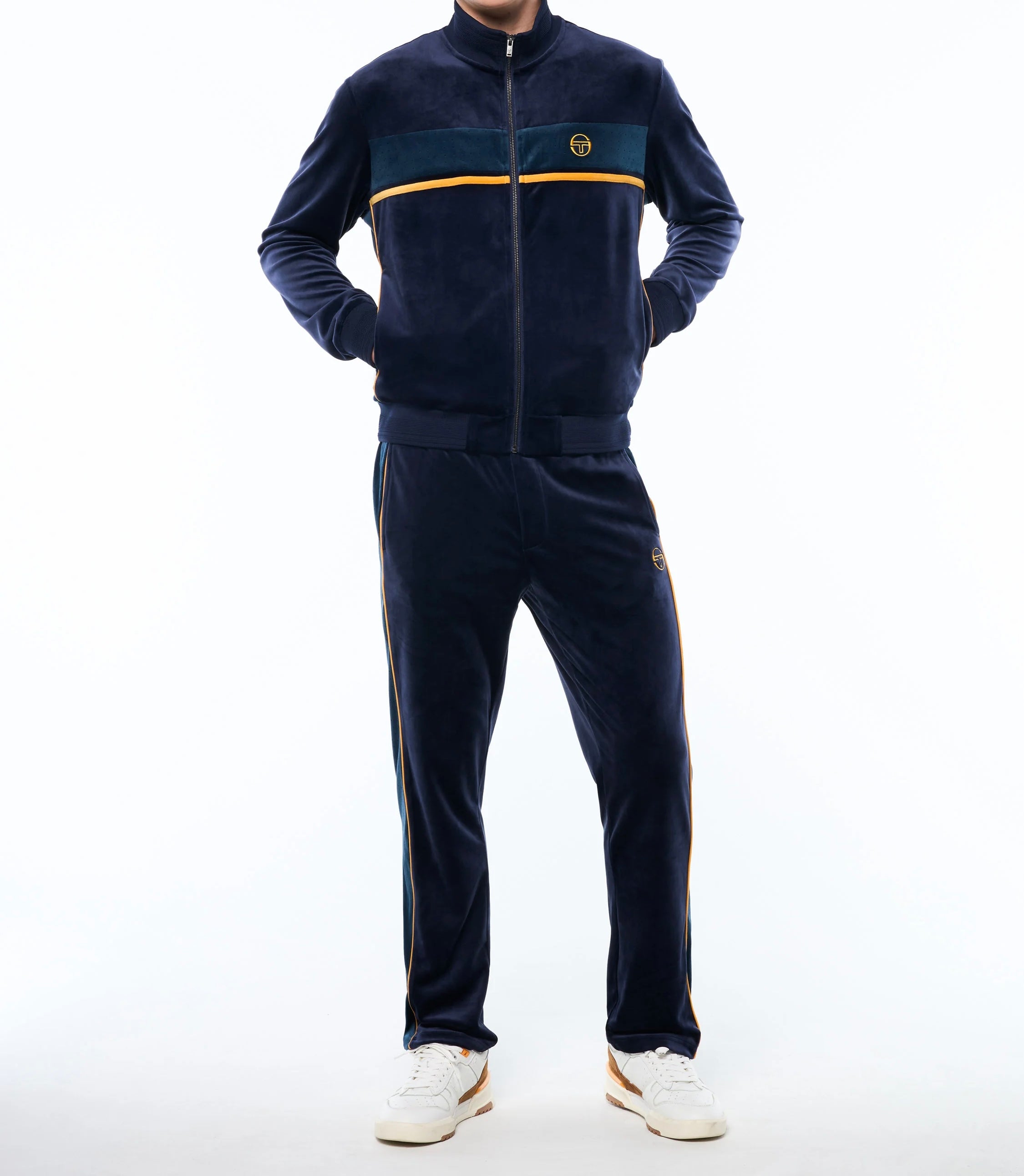 Sergio Tacchini Forato Velour Track Sweatsuit - Blue Jeans