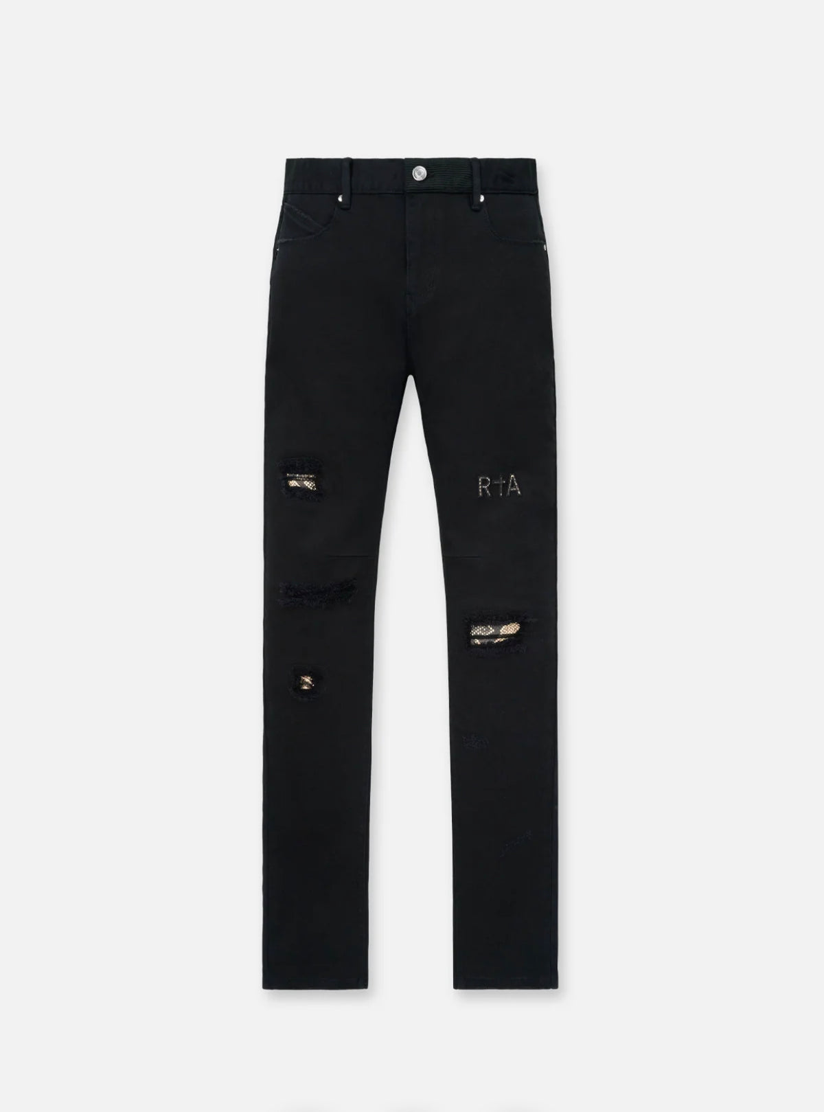 RTA Bryant Skinny Jean | Black Distressed Snake