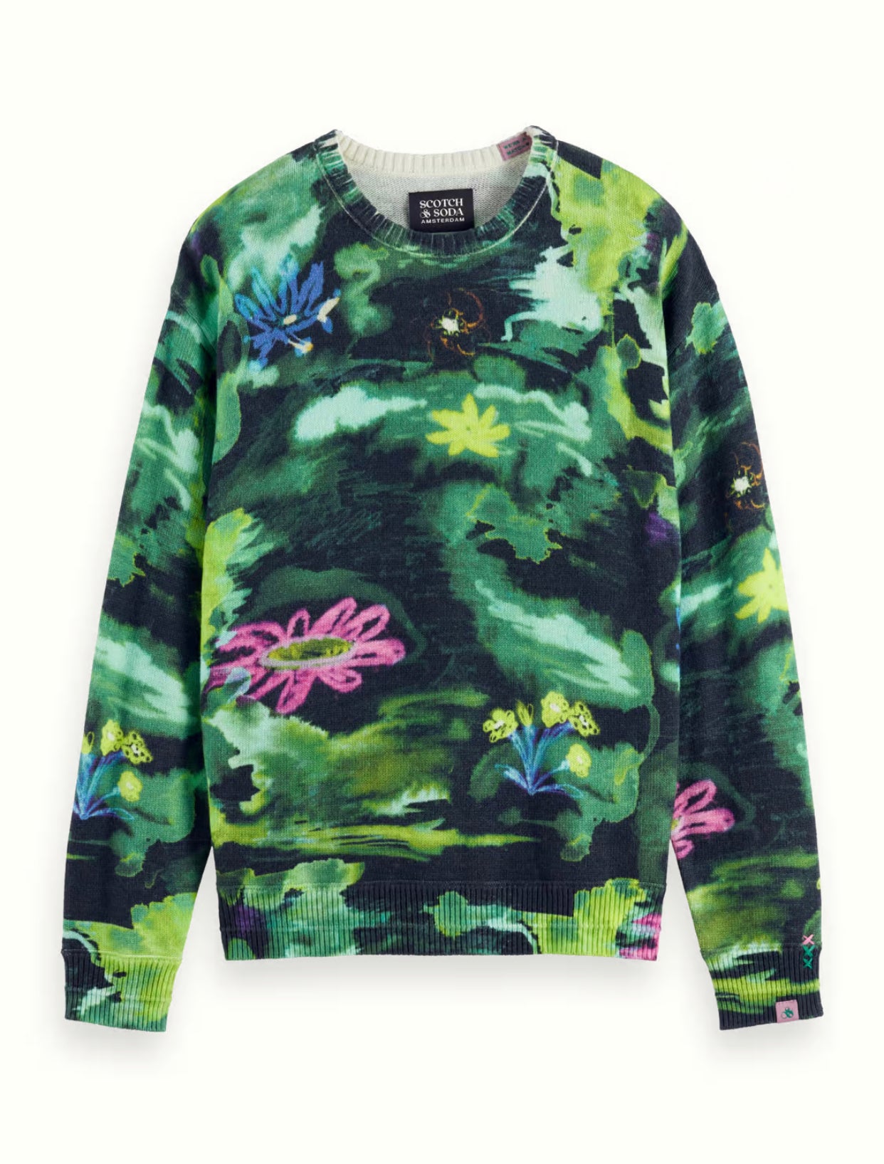 Scotch & Soda Drop Shoulder Floral Jacquard Sweater