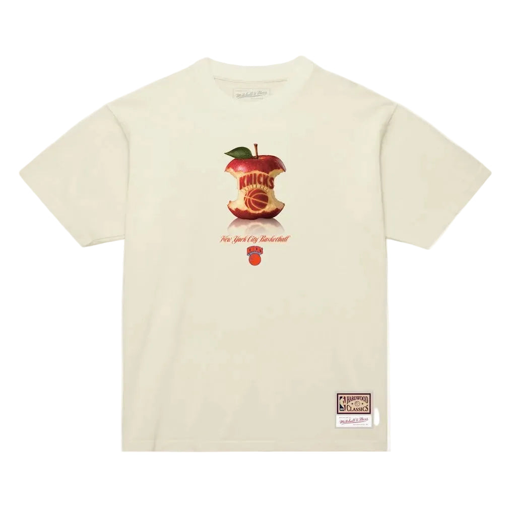 Mitchell & Ness New York Knicks Cream Court Apple T-Shirt