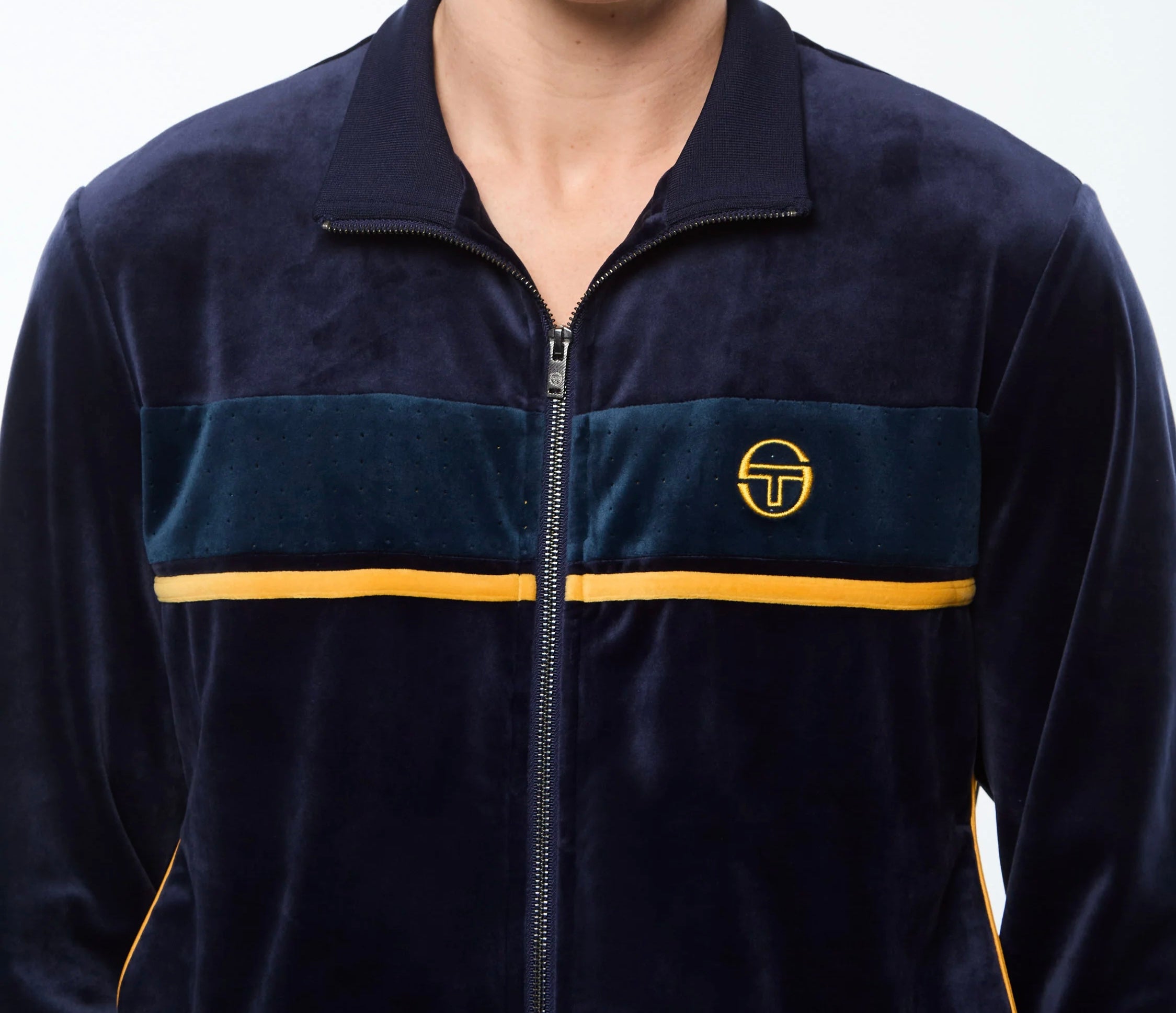Sergio Tacchini Forato Velour Track Sweatsuit - Blue Jeans