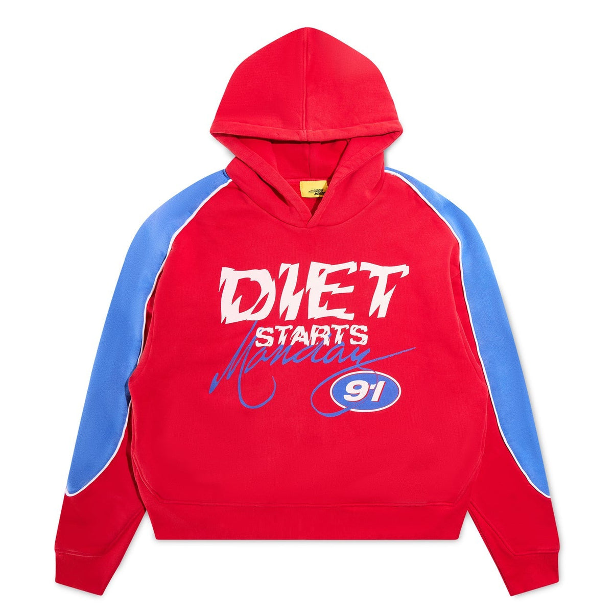 DSM Panel Hoodie (Red/Washed Blue)