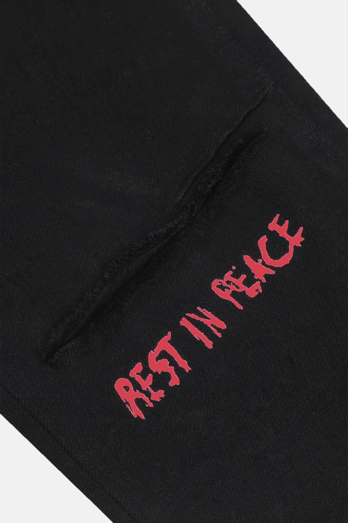 RTA Bryant Skinny Jean | Black Red Rest In Peace