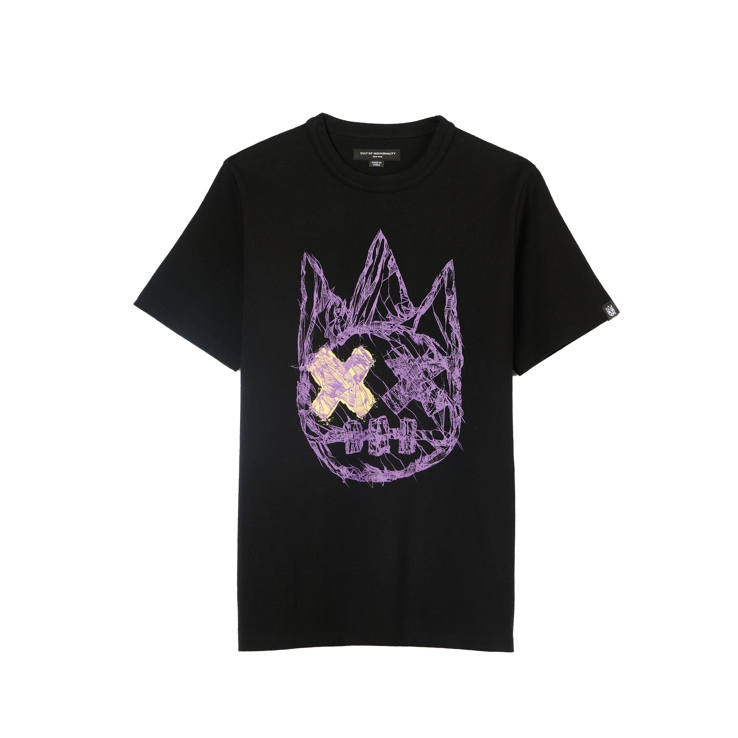 Cult Of Individuality Heavyweight Short Sleeve Crew Neck Tee "Shattered Logo" in Black