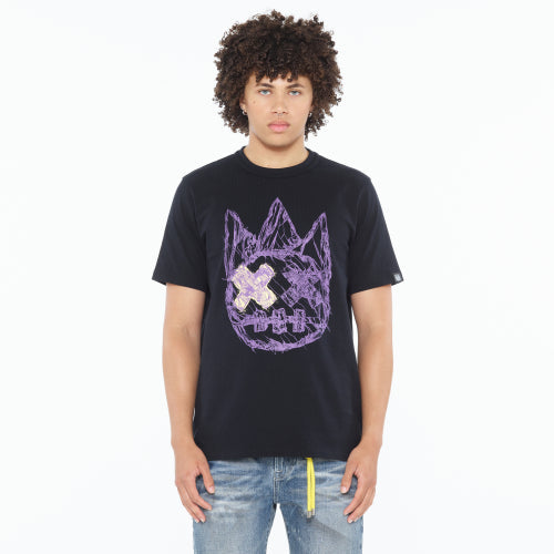 Cult Of Individuality Heavyweight Short Sleeve Crew Neck Tee "Shattered Logo" in Black