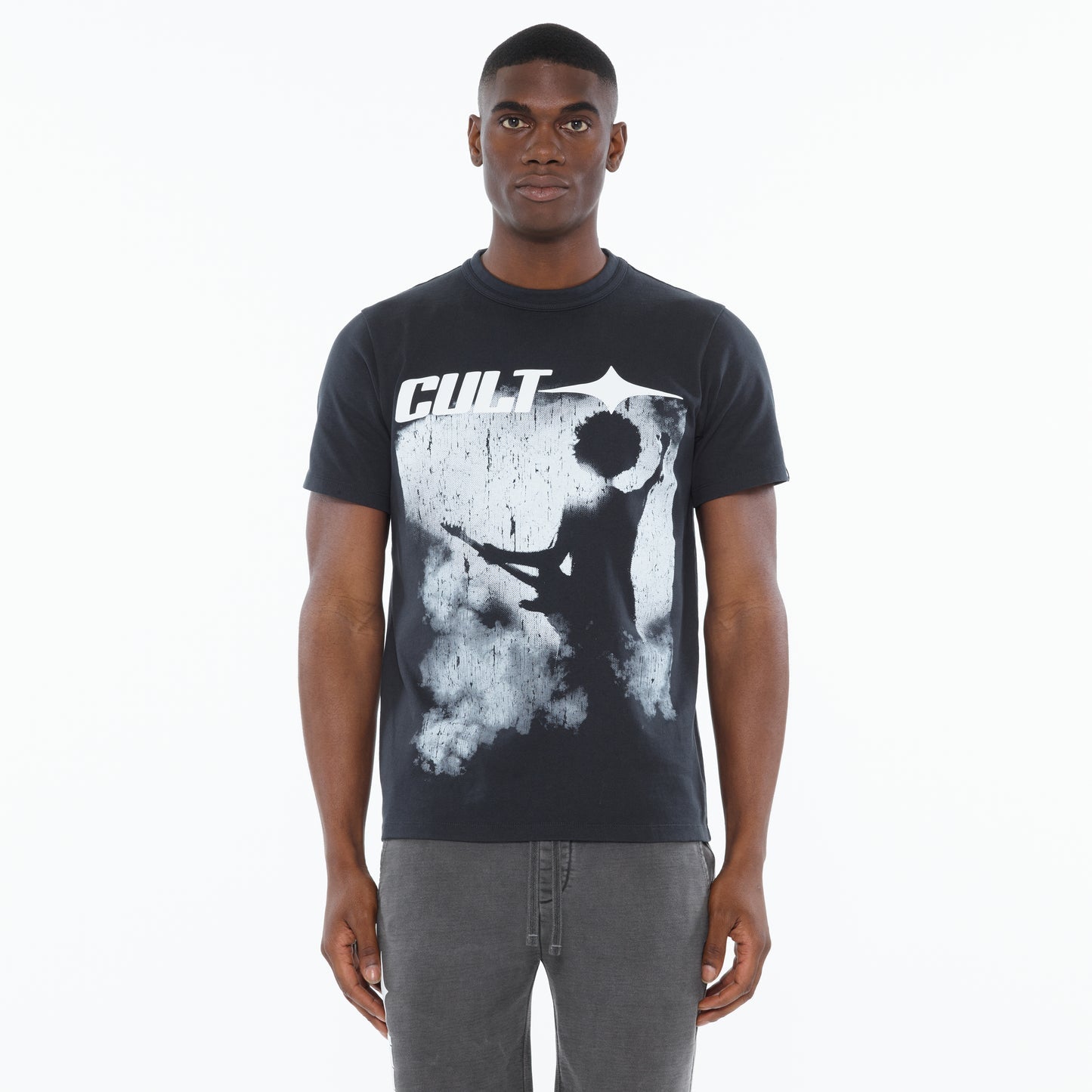 Cult Of Individuality Heavyweight Short Sleeve Crew Neck Tee "More Than Music" in Steel