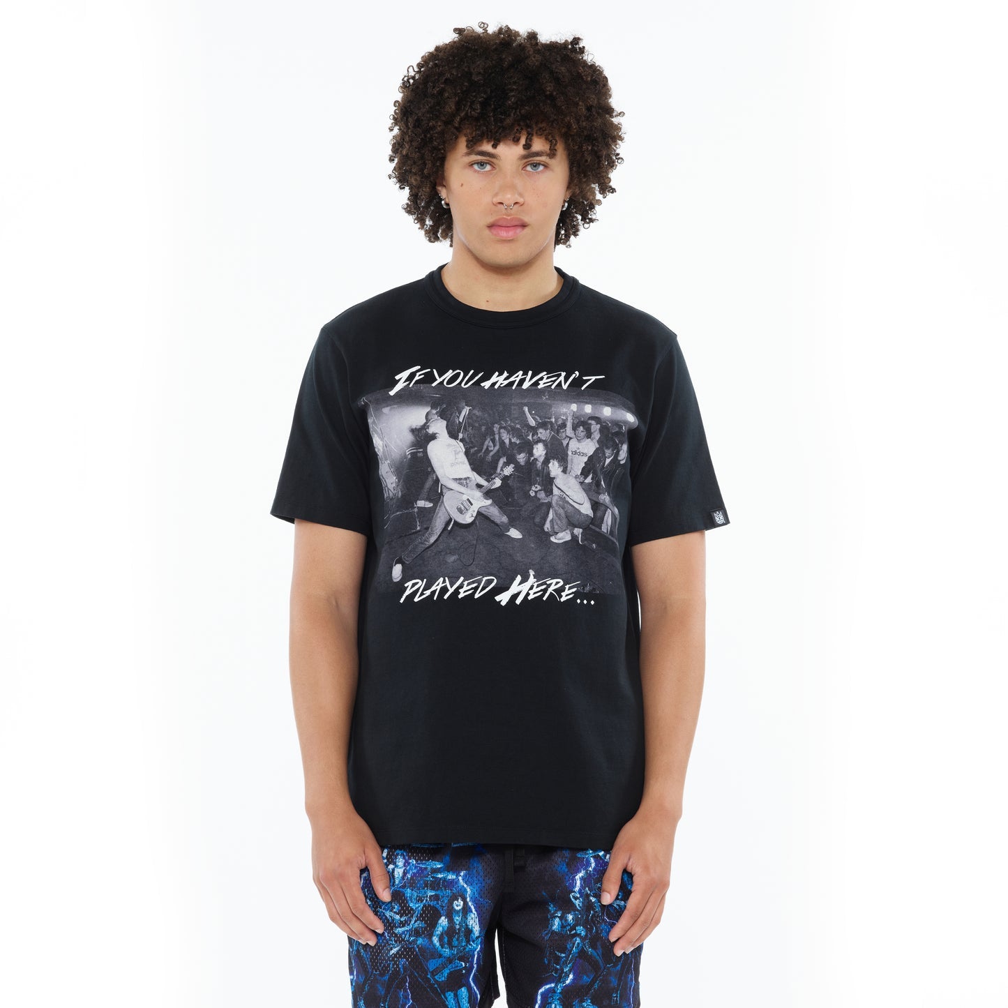 Cult Of Individuality Heavyweight Short Sleeve Crew Neck Tee "Play Here" in Black