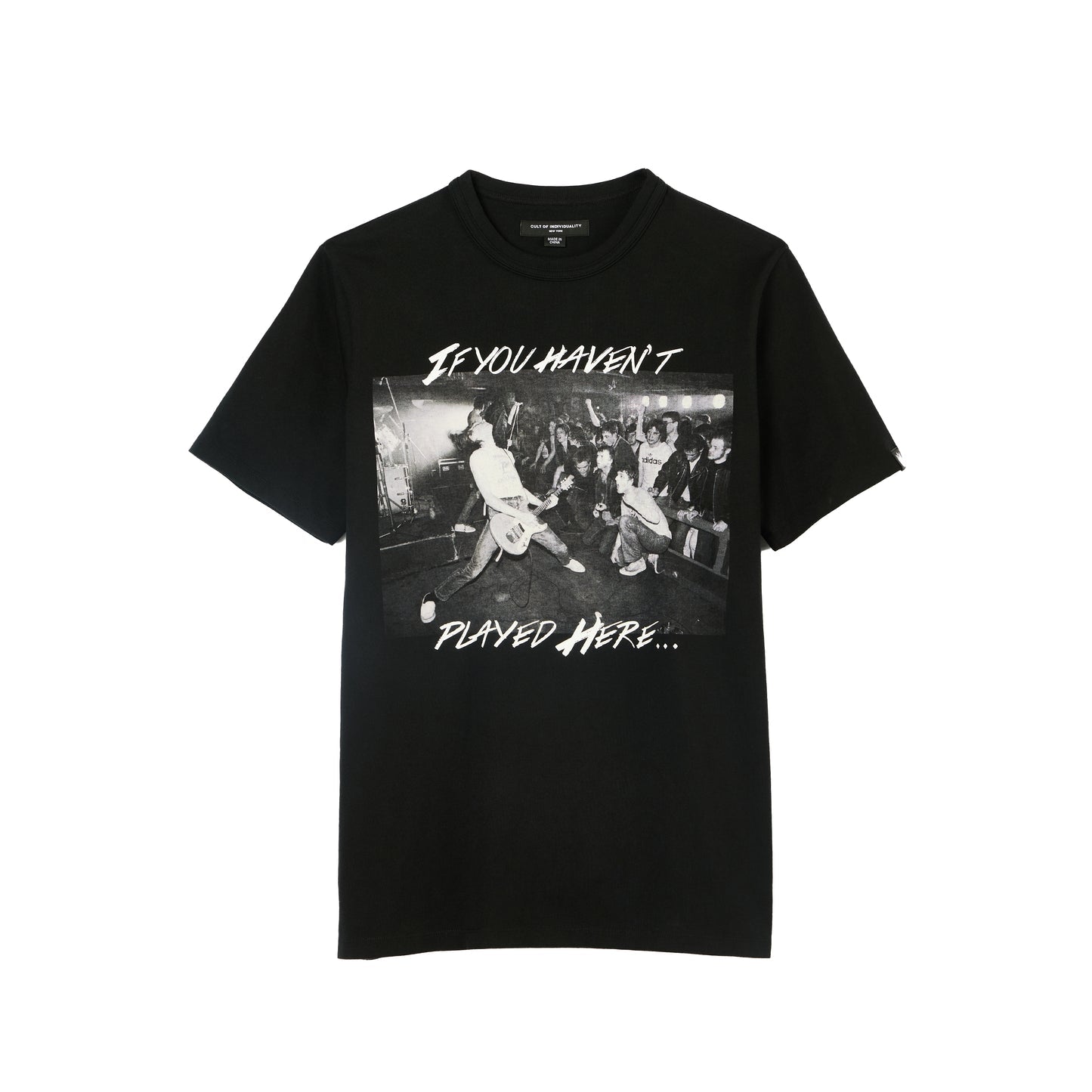 Cult Of Individuality Heavyweight Short Sleeve Crew Neck Tee "Play Here" in Black