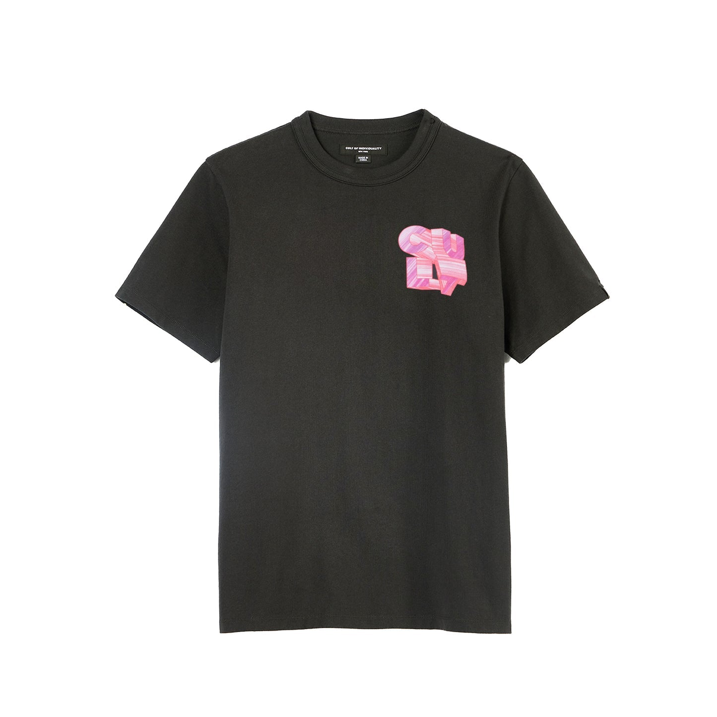 Cult Of Individuality Heavyweight Short Sleeve Crew Neck Tee "Marker Logo" in Steel