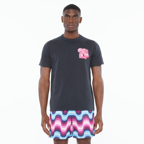 Cult Of Individuality Heavyweight Short Sleeve Crew Neck Tee "Marker Logo" in Steel