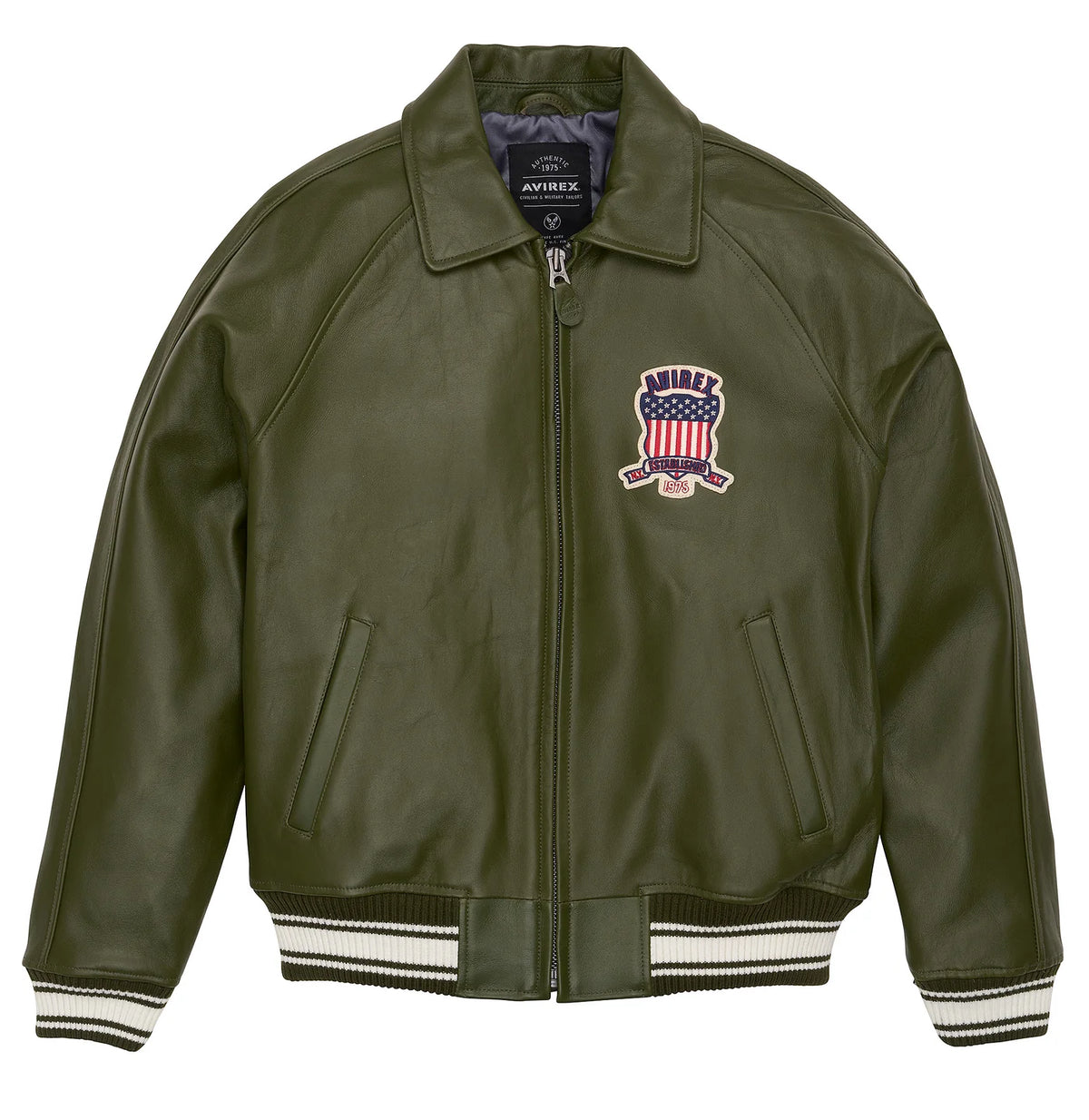 Avirex Fashion Icon Olive Leather Jacket