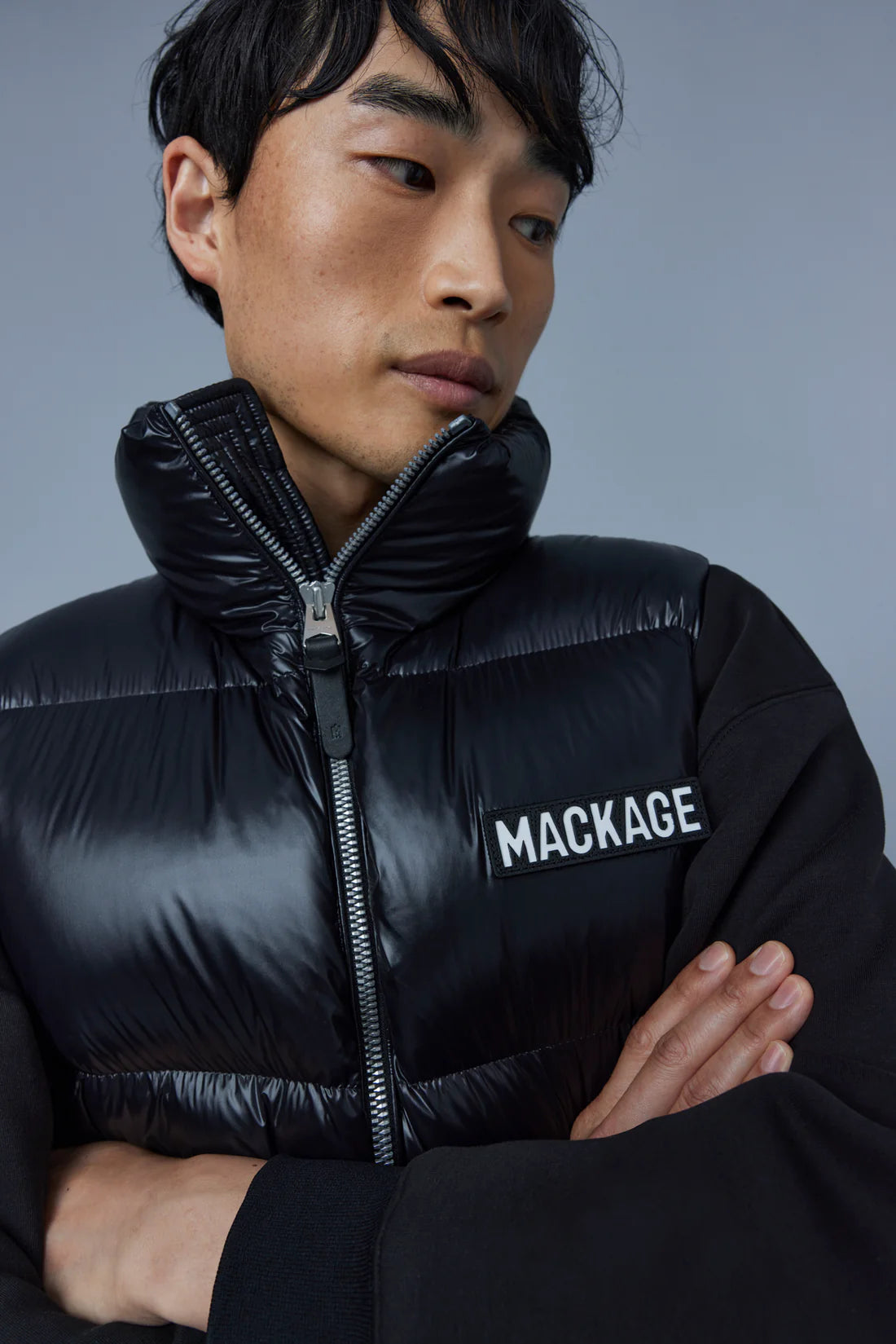 Mackage Kane Lustrous Light Down Vest With Funnel Collar