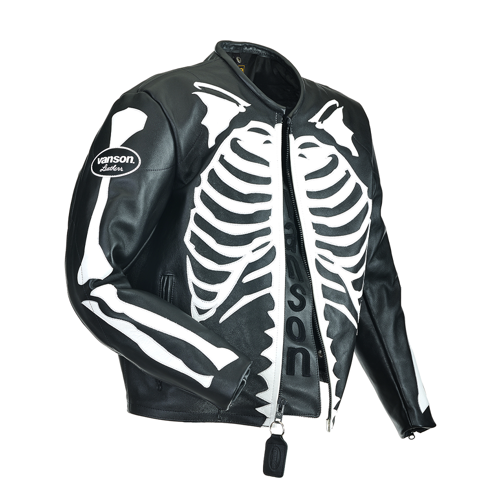 Vanson Men’s Bones Flat-Track Leather Jacket