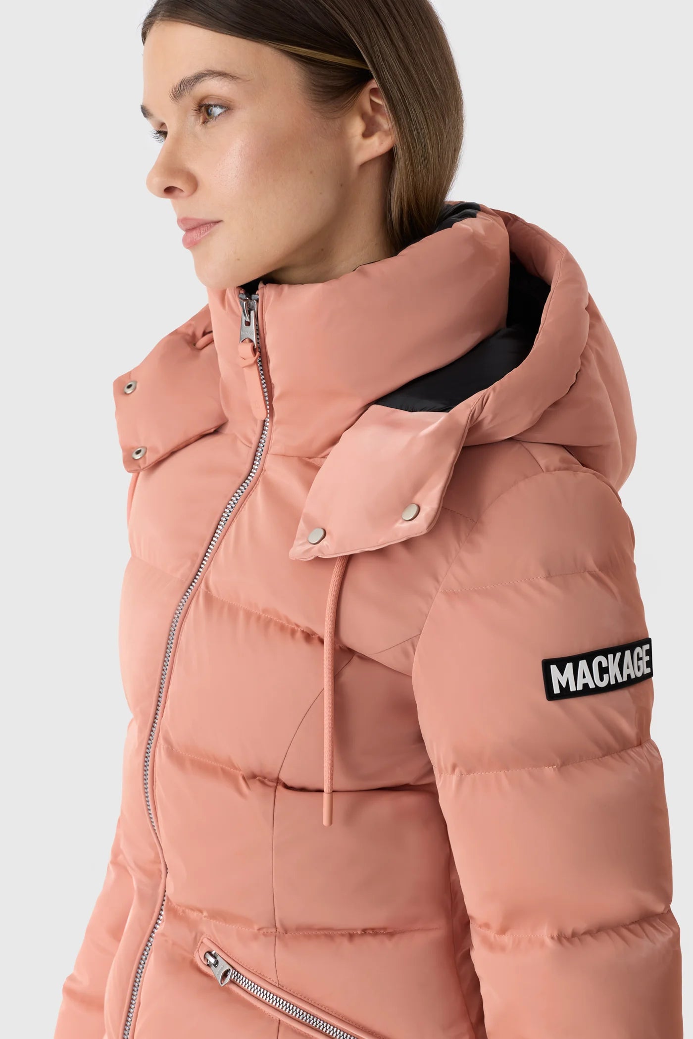 Mackage MADALYN-GLO High-Gloss Down Jacket With Removable Hood