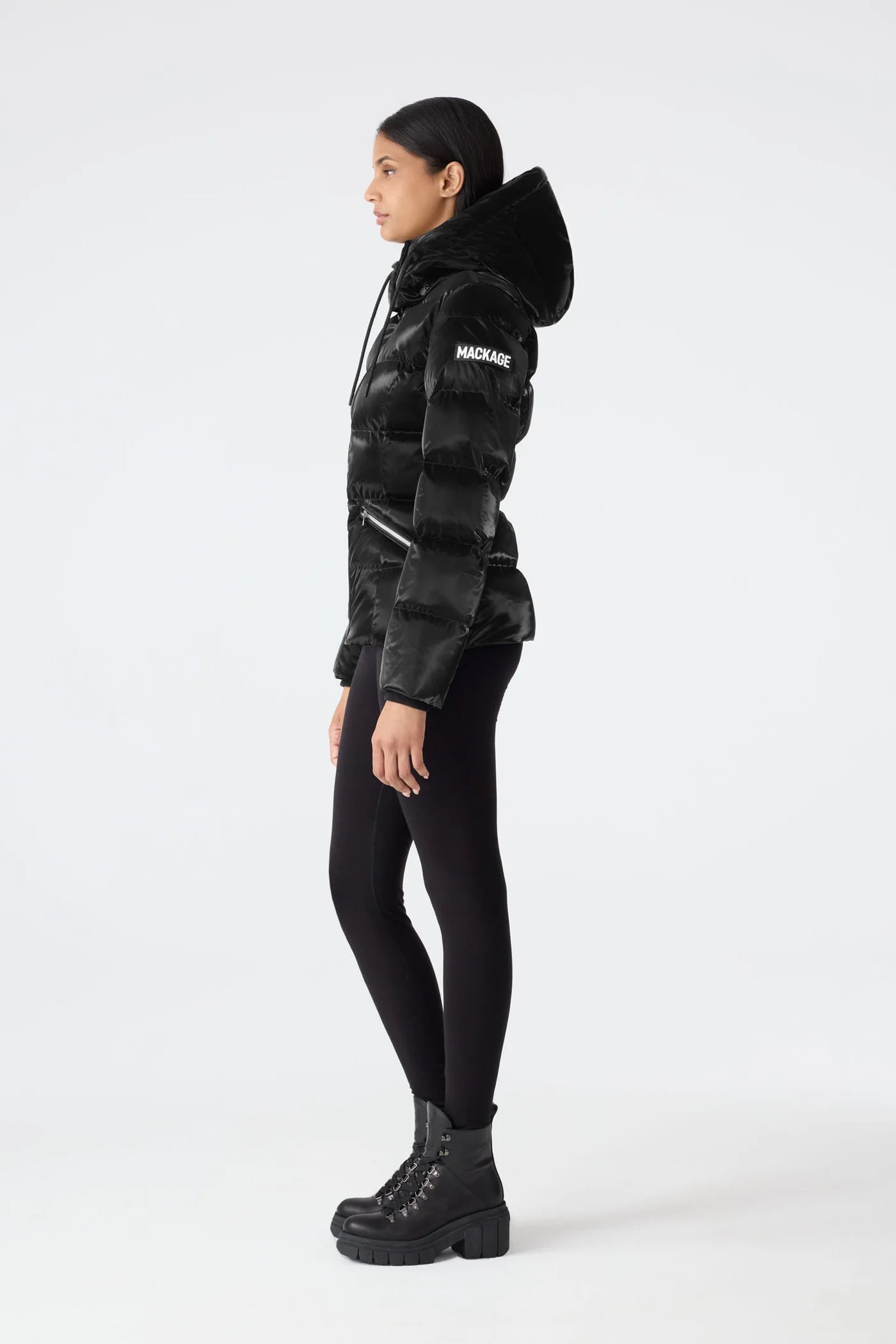 Mackage MADALYN-GLO High-Gloss Down Jacket With Removable Hood