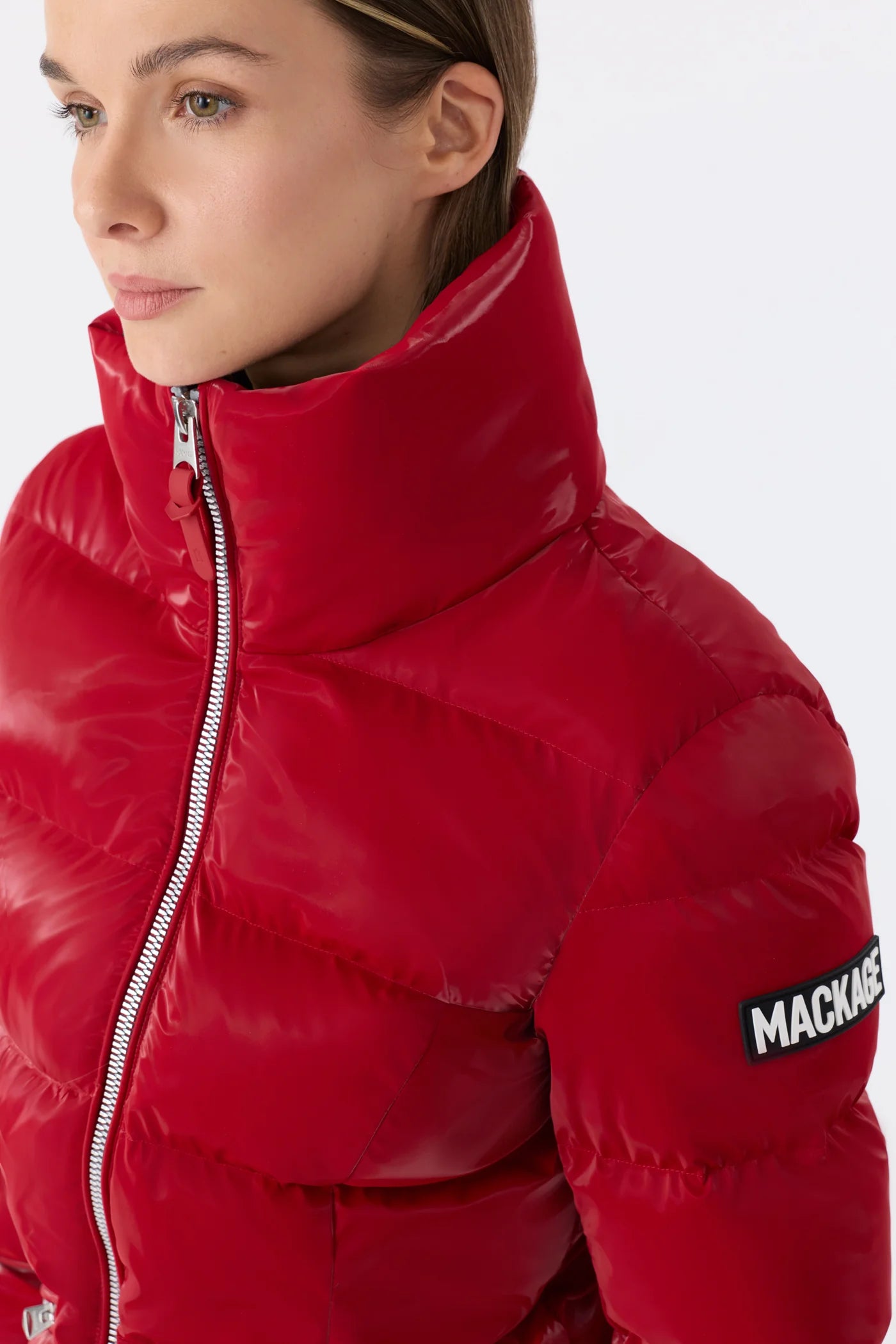 Mackage MADALYN-GLO High-Gloss Down Jacket With Removable Hood