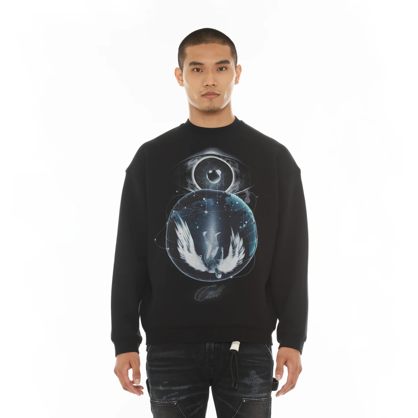 Cult Of Individuality Novelty Fleece Crew Sweatshirt in Teardrop