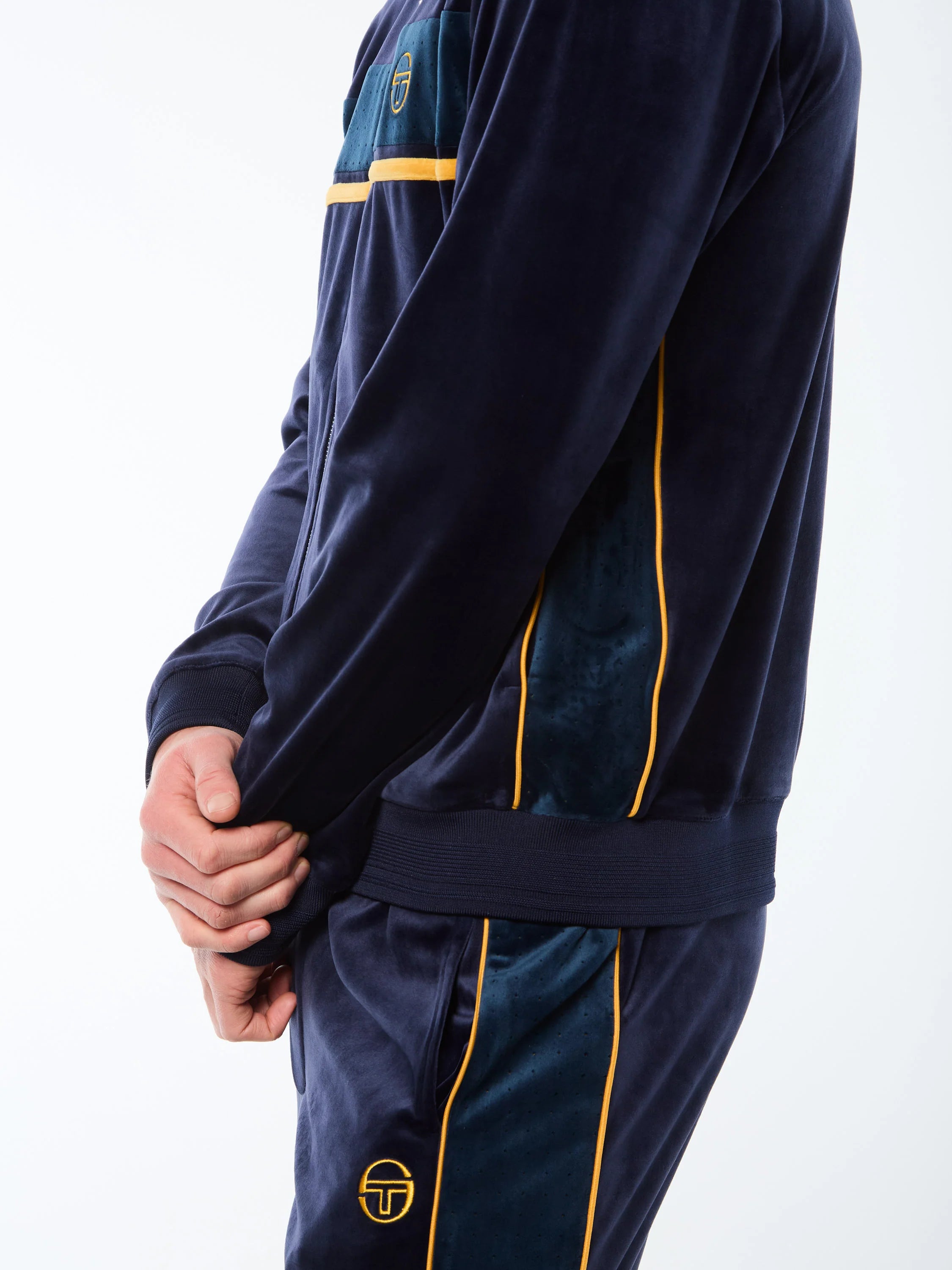 Sergio Tacchini Forato Velour Track Sweatsuit - Blue Jeans