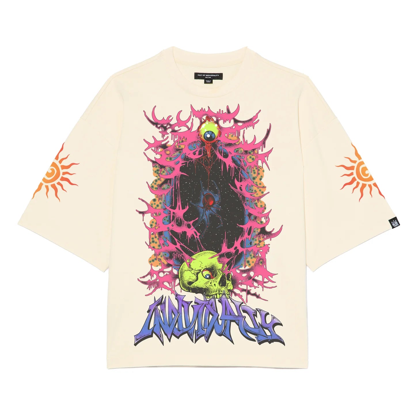 Cult Of Individuality Oversized Short Sleeve Crew Neck Tee "Along The Game A Spider”