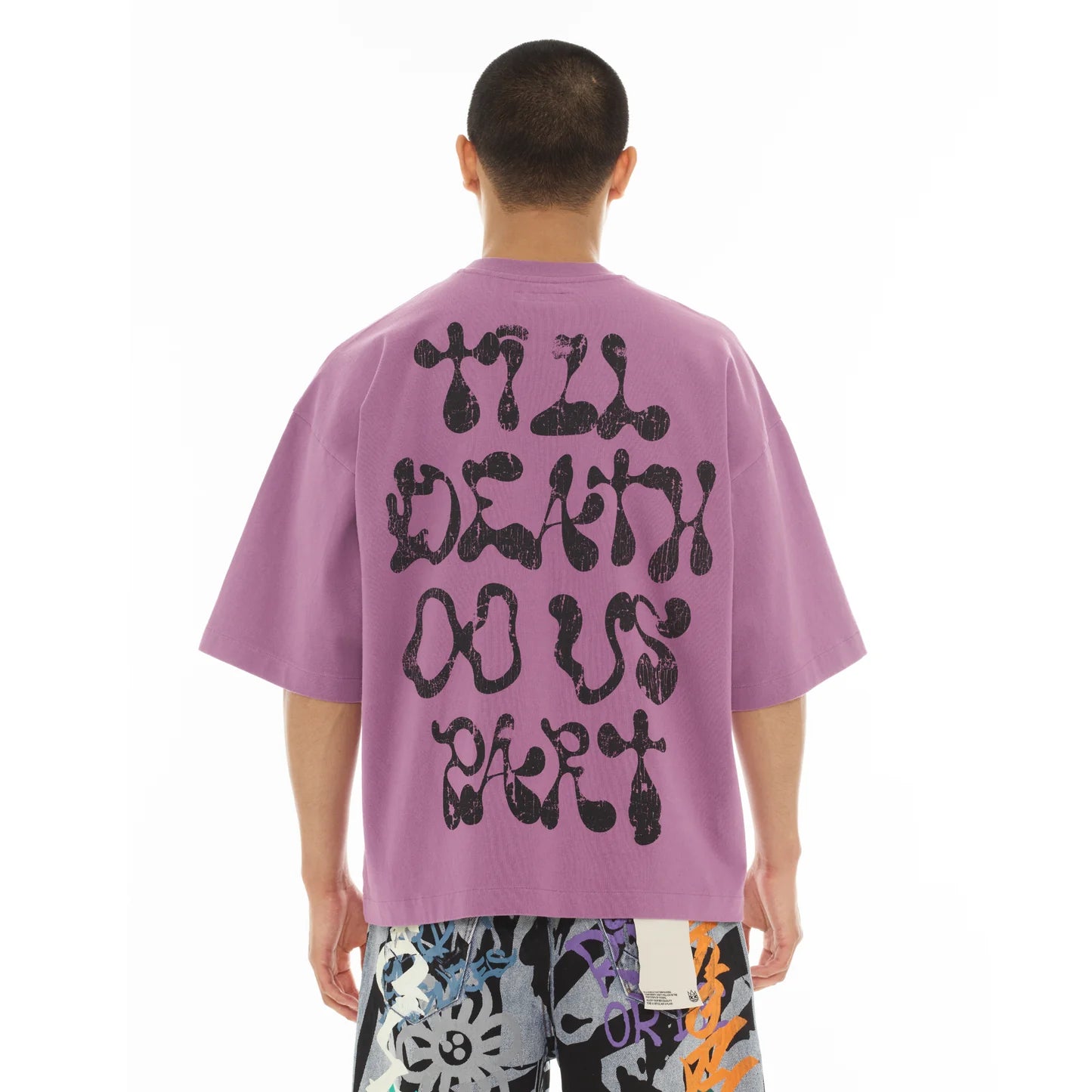 Cult Of Individuality Oversized Short Sleeve Crew Neck Tee "Til Death Do We Part" in Dusty Lavender