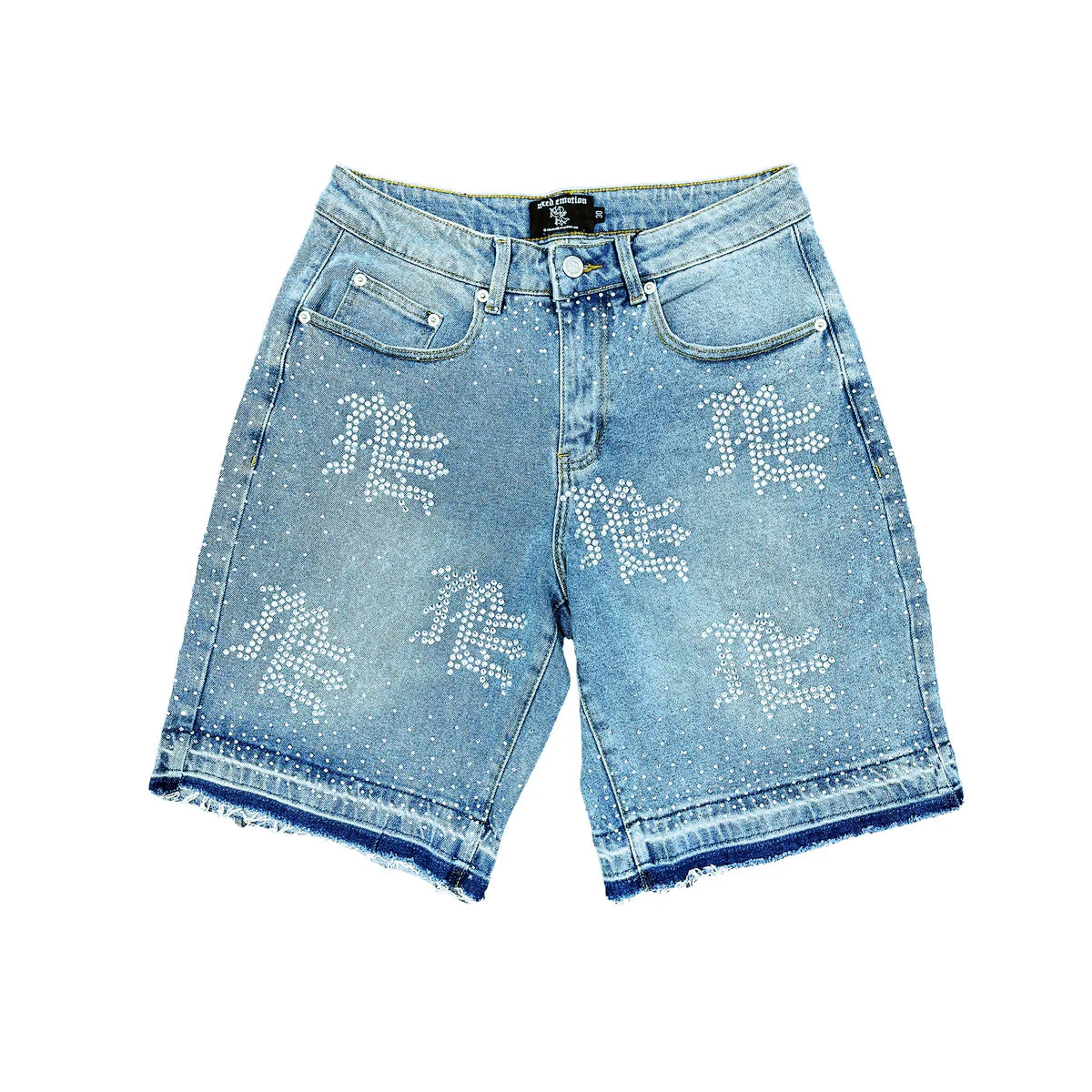 Mixed Emotion "Me" Rhinestone Denim Shorts