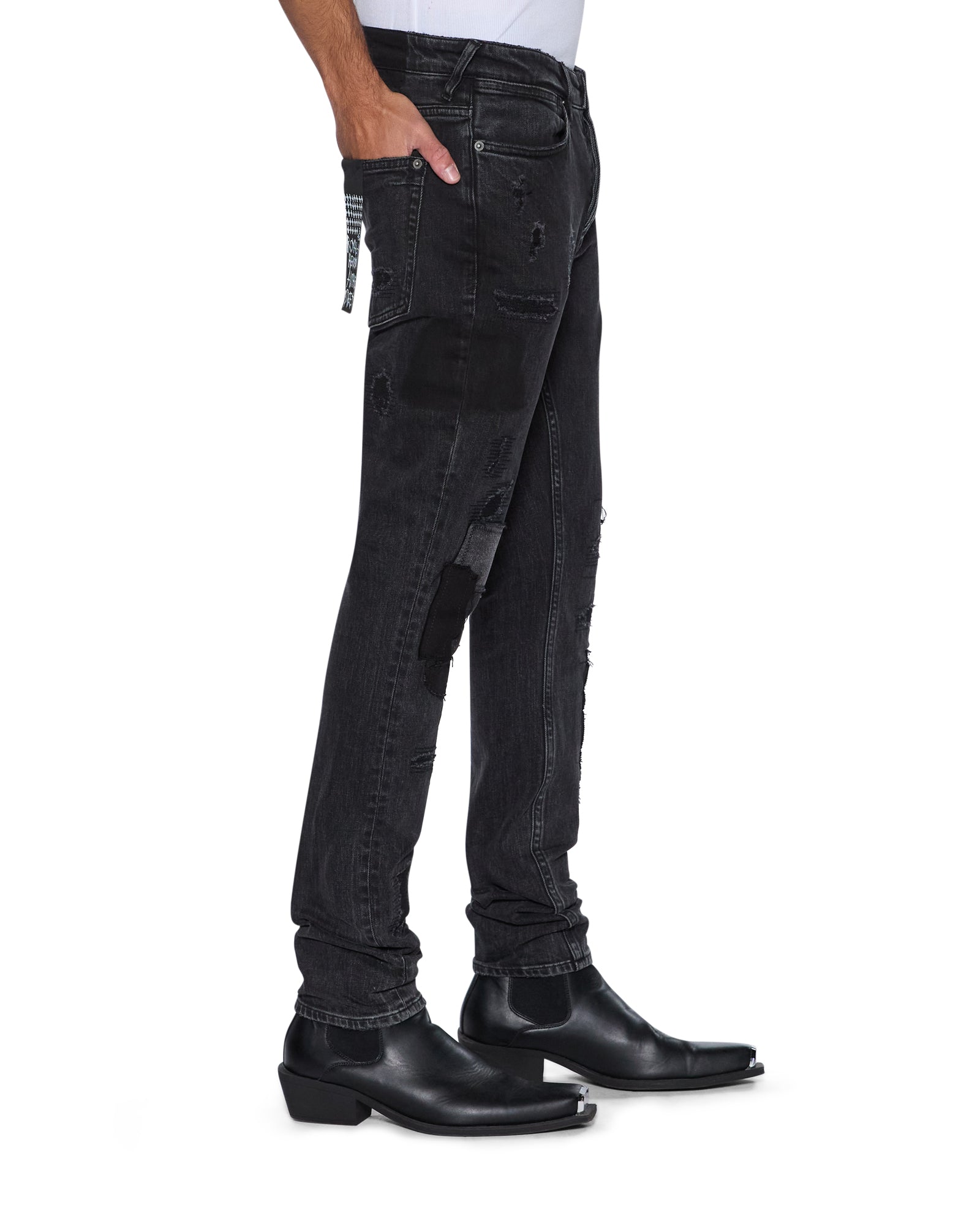 Ksubi Van Winkle Led Black Rockstar Repair Jeans
