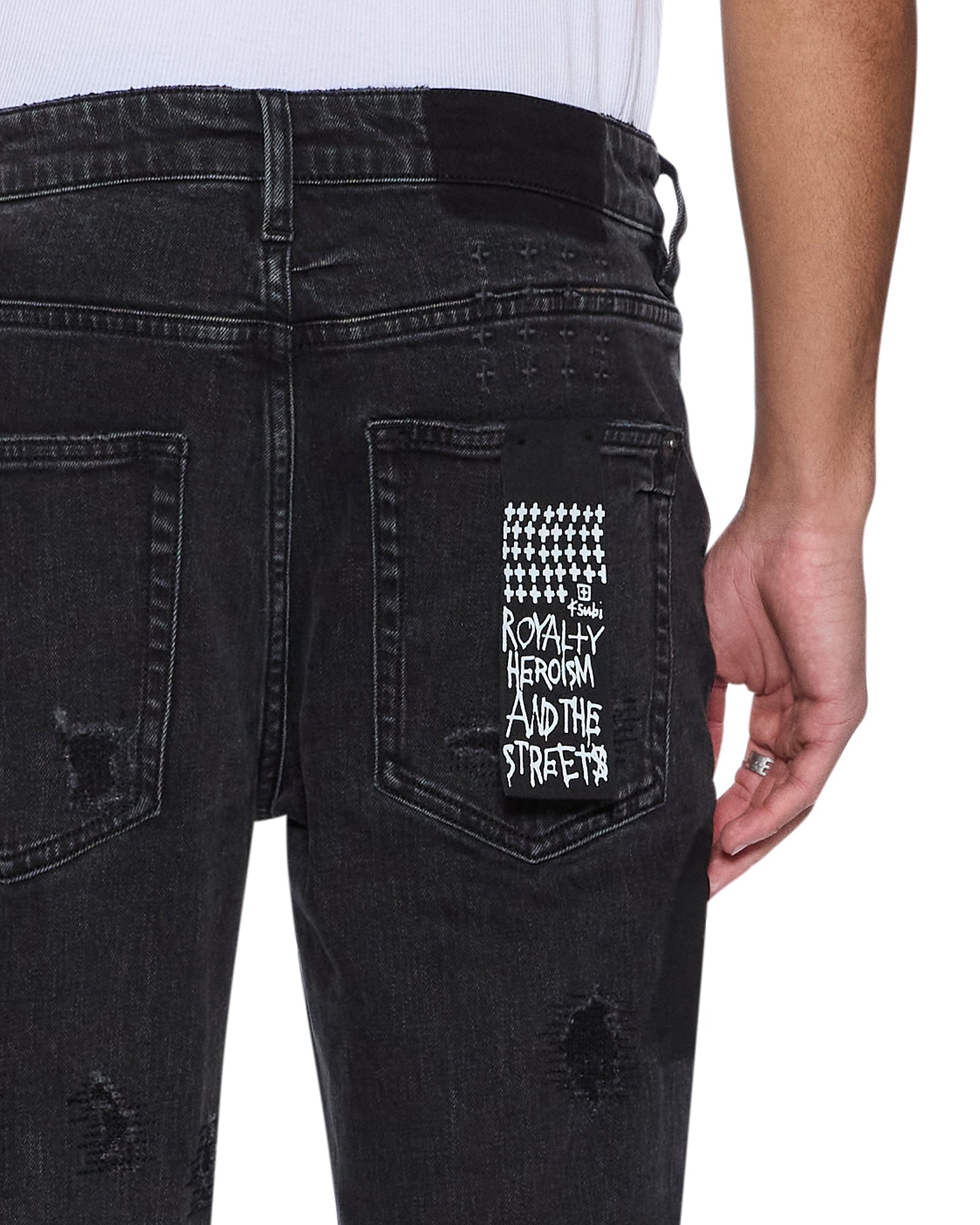 Ksubi Van Winkle Led Black Rockstar Repair Jeans