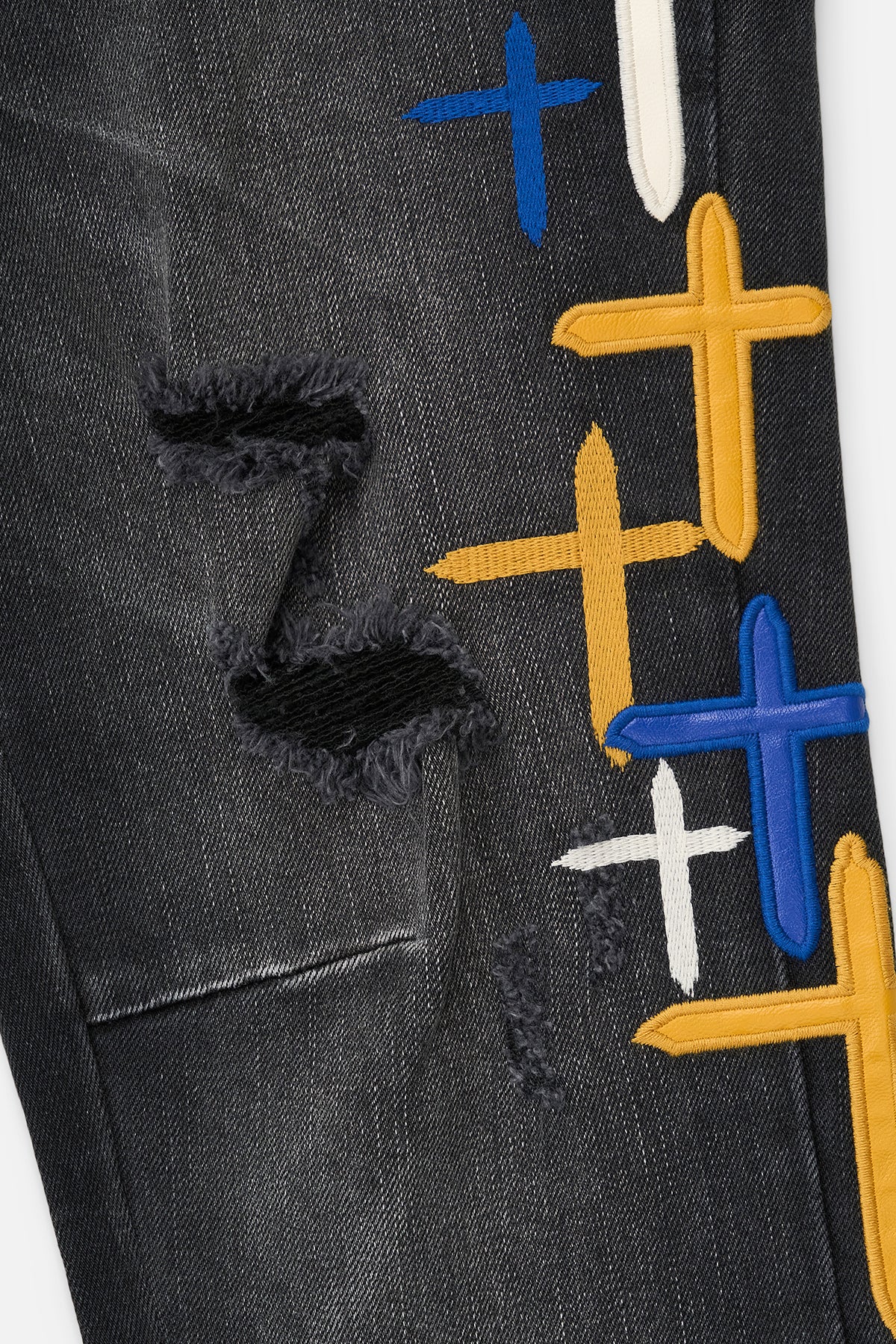 Rta Bryant Jean | Stormy Sky Cross Patch - Blue Jeans