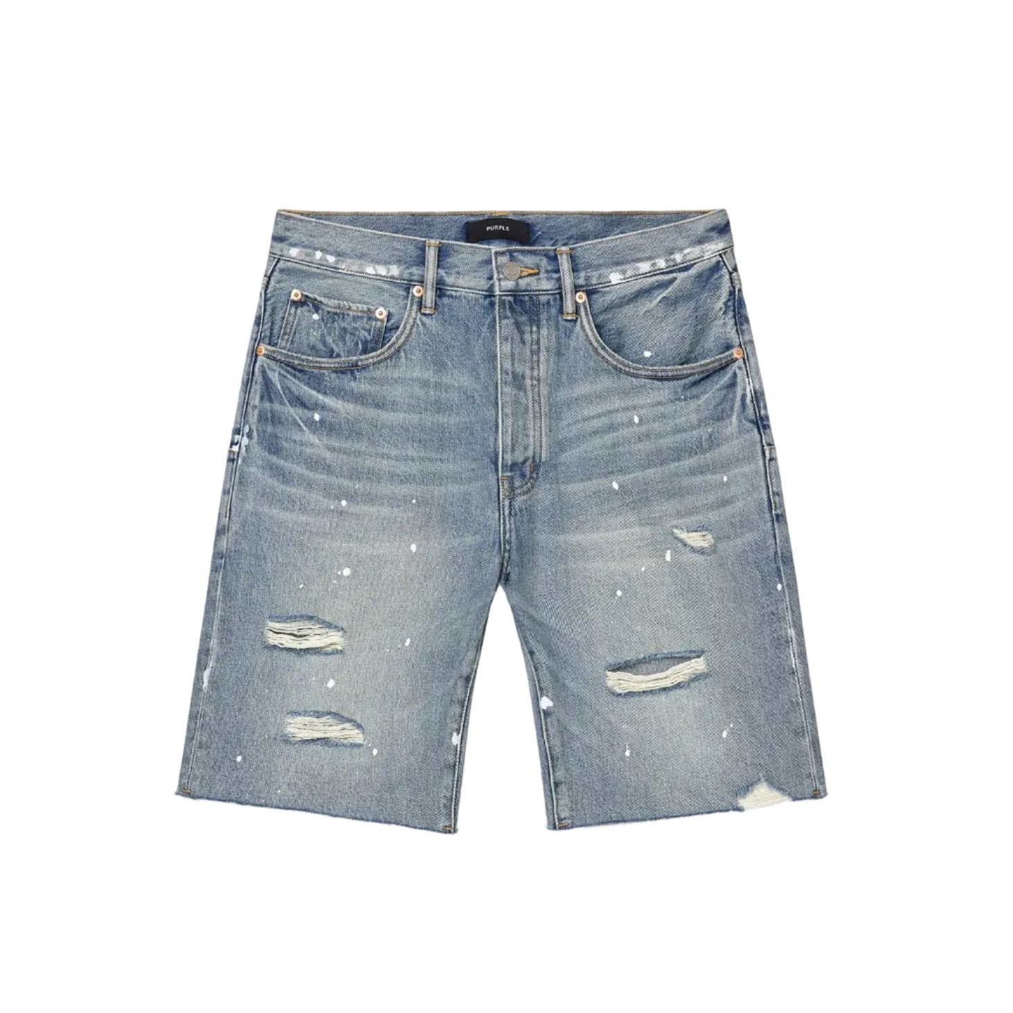 Purple P059 Painterly Rip Short