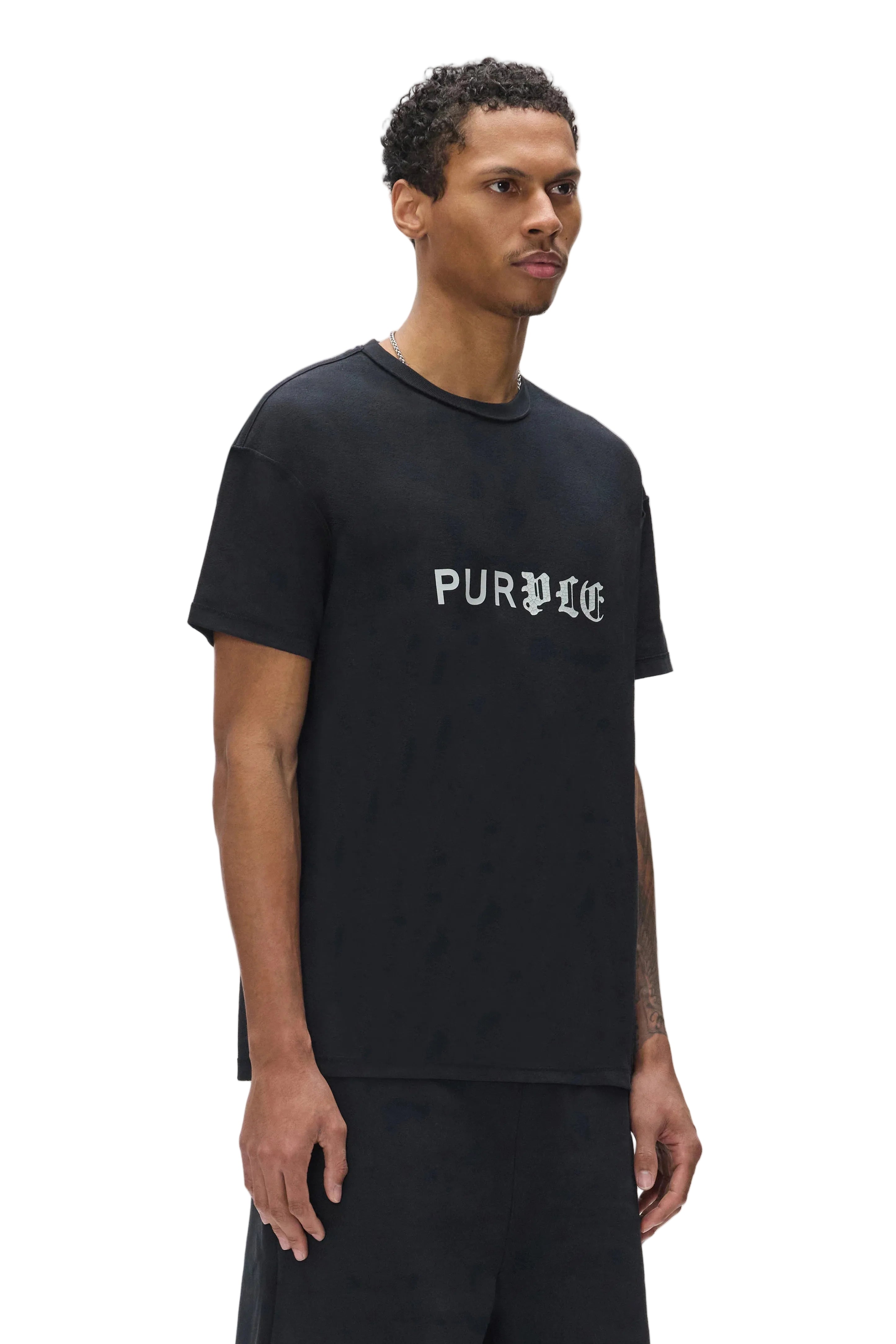 Purple Brand Half & Half Wordmark Tee