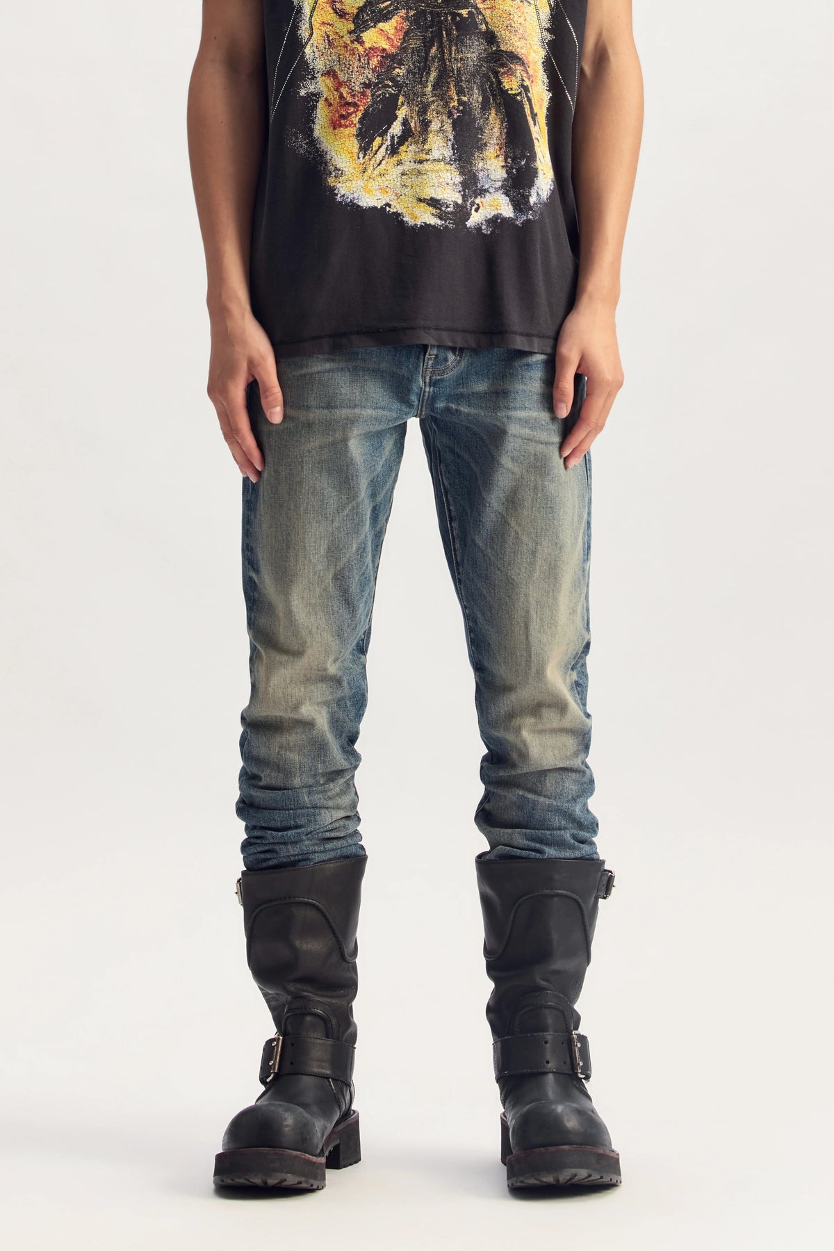 Purple Brand P001 Vintage Oil Stained Jeans