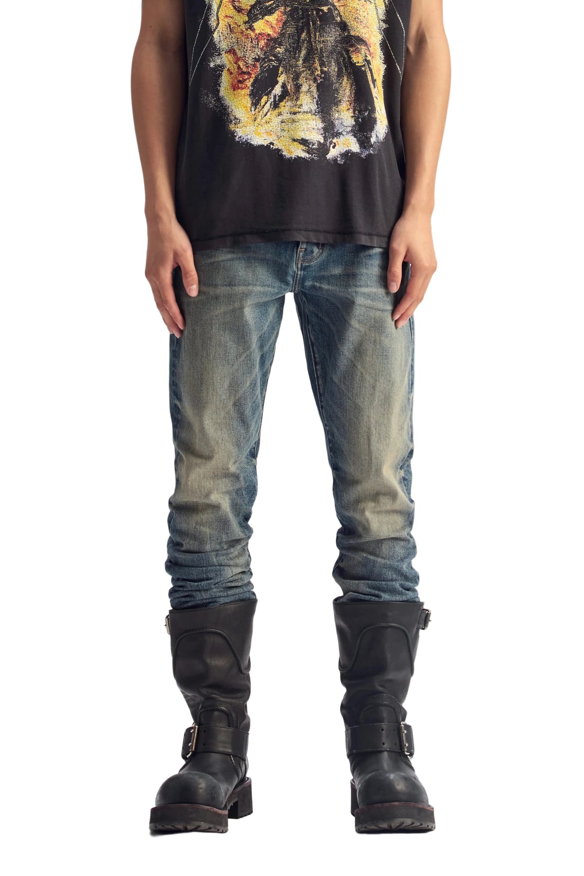 Purple Brand P001 Vintage Oil Stained Jeans