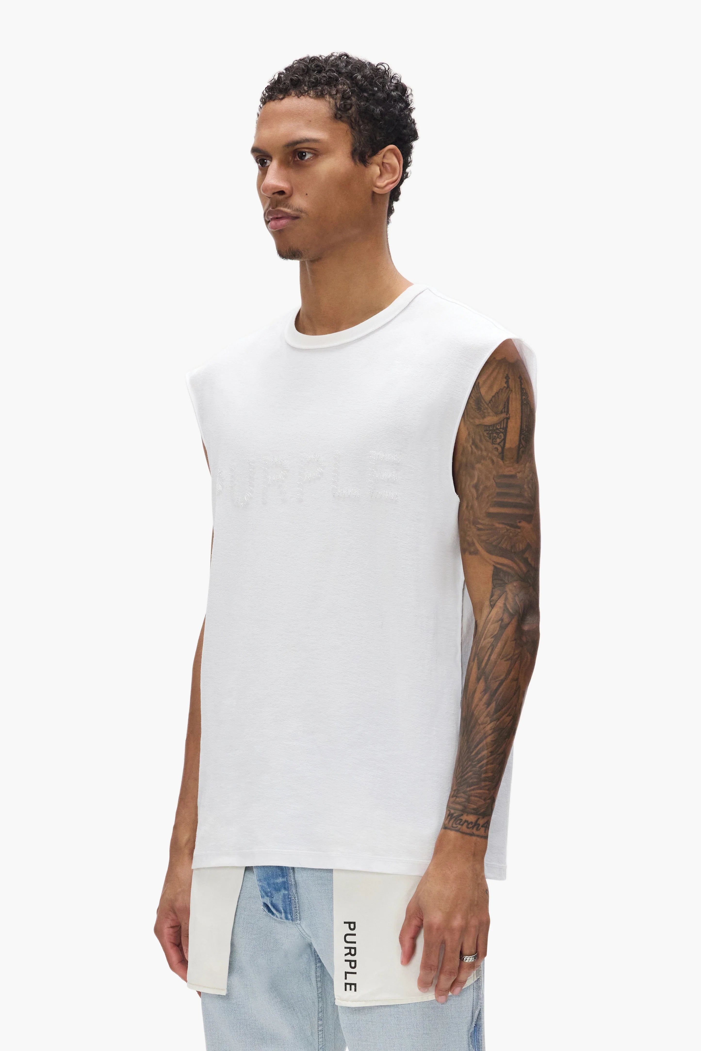 Purple Brand Beaded Wordmark Tank Top