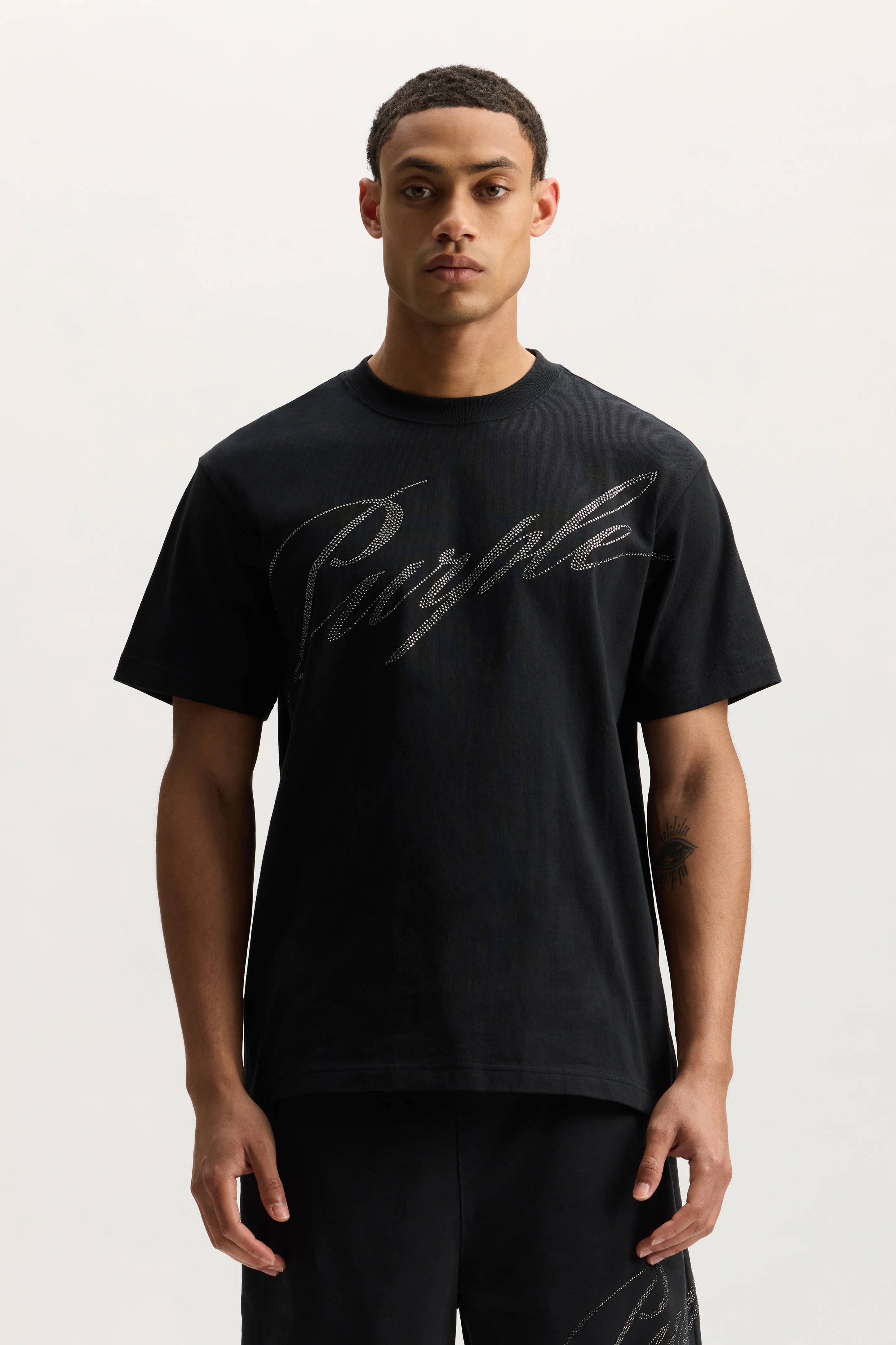 Purple Brand Crystal Slanted Script Tee