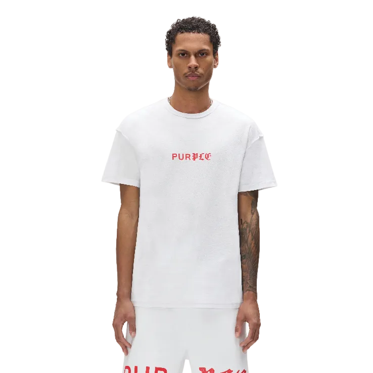 Purple Brand Half & Half Wordmark Tee