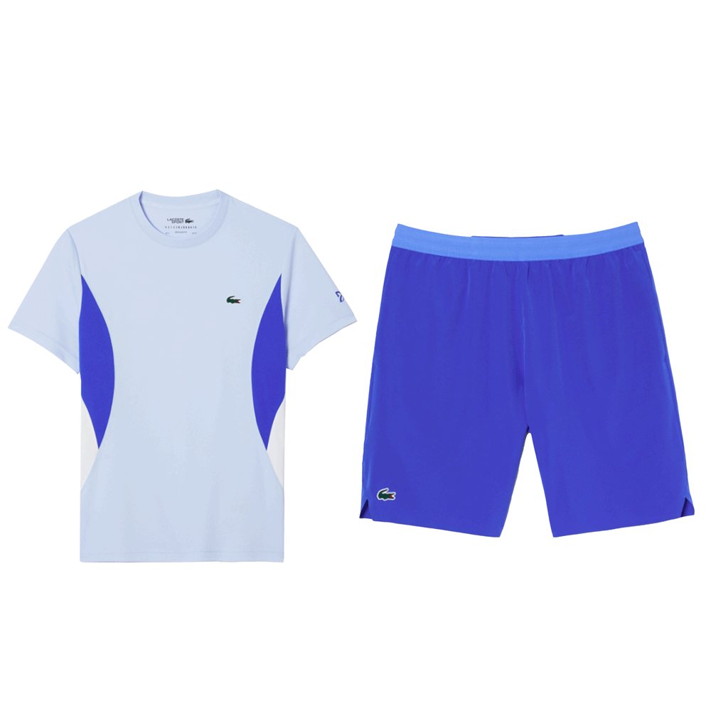 Lacoste Mens Short Sleeve Regular Fit Colorblocked Tennis Tee Shirt Ladigue/White XL main image 1