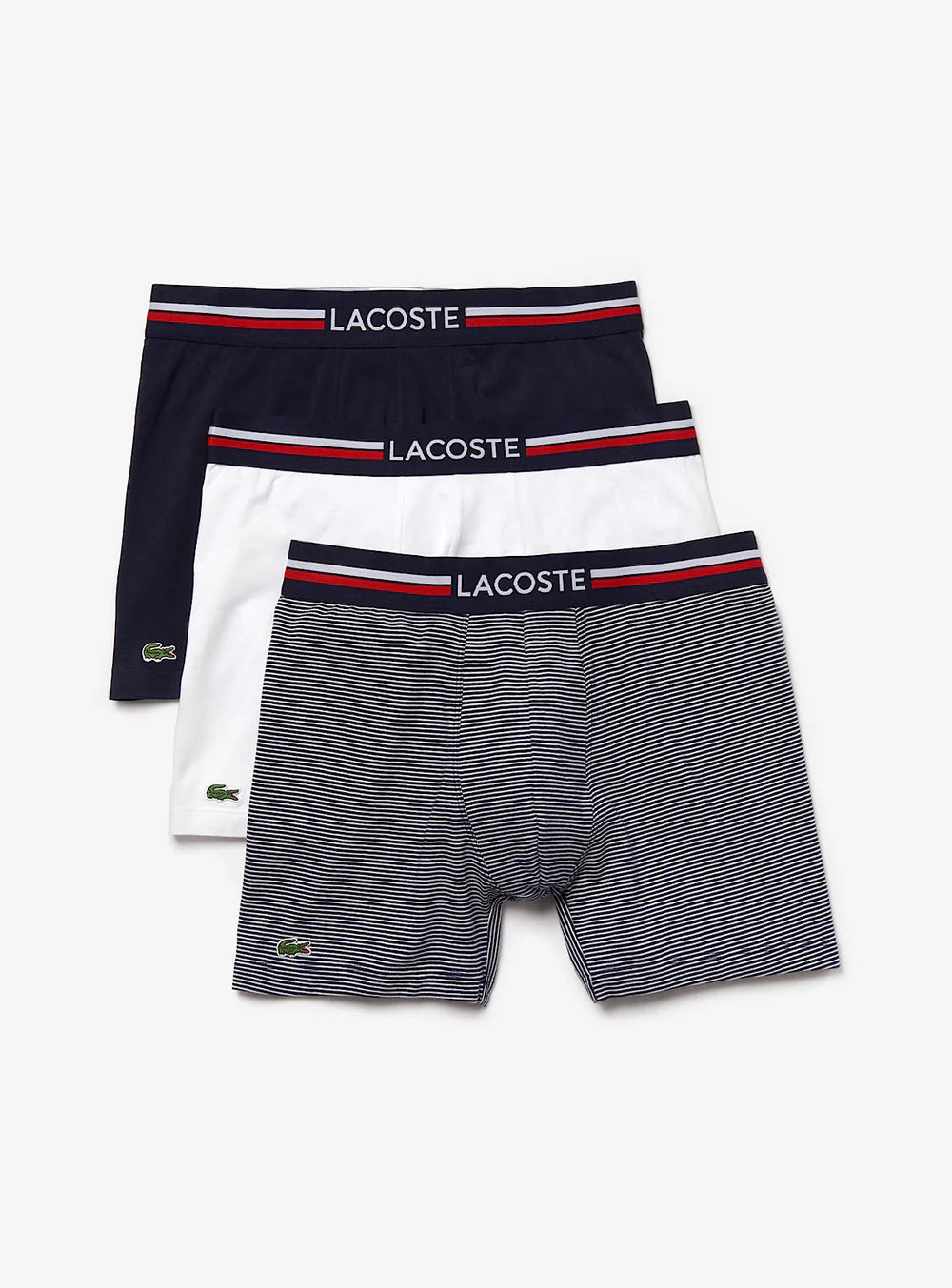 Lacoste Men’s Long Stretch Cotton Boxer Brief 3-Pack