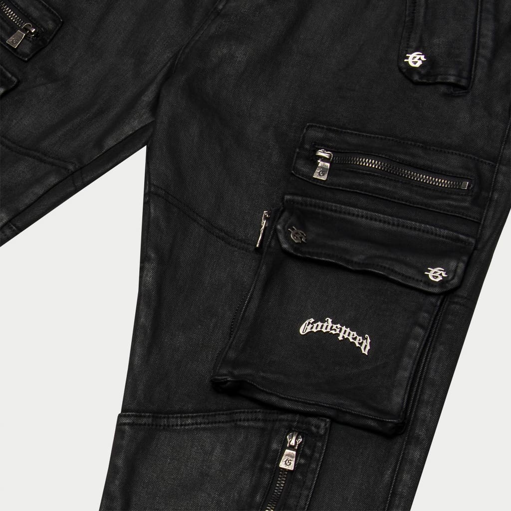 Godspeed Wax Flare Premium Cargo Pants (Black)