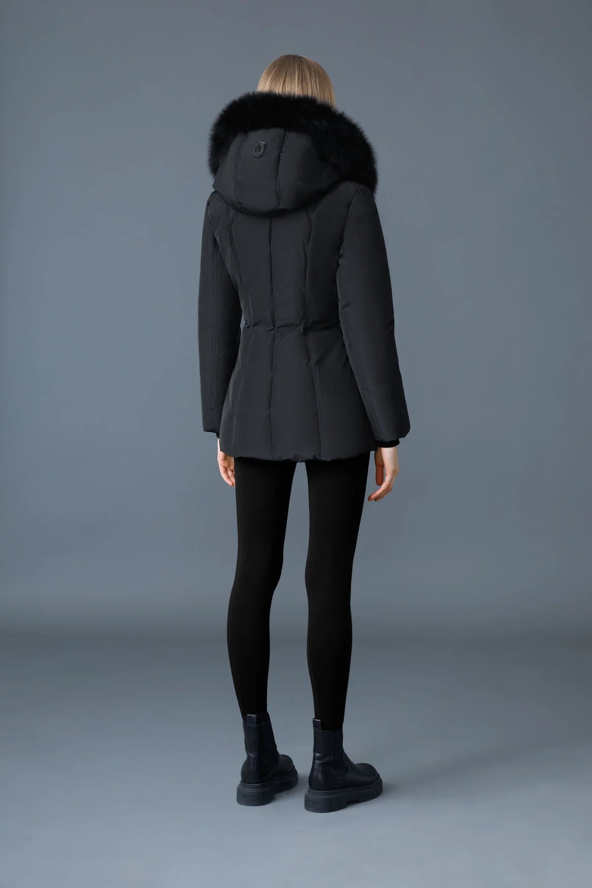 Mackage ADALI-BXZ Down coat with blue fox fur Signature Mackage Collar