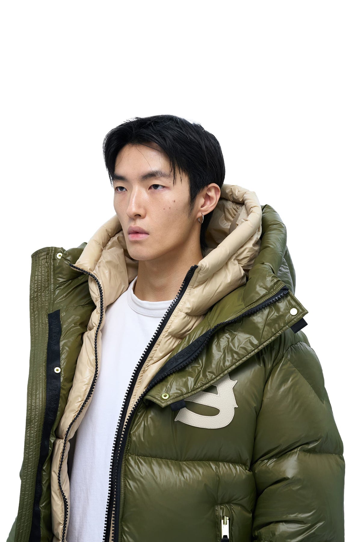 AlphaSytle Kudu Cozy Double Hood Puffer Jacket (Shiny)